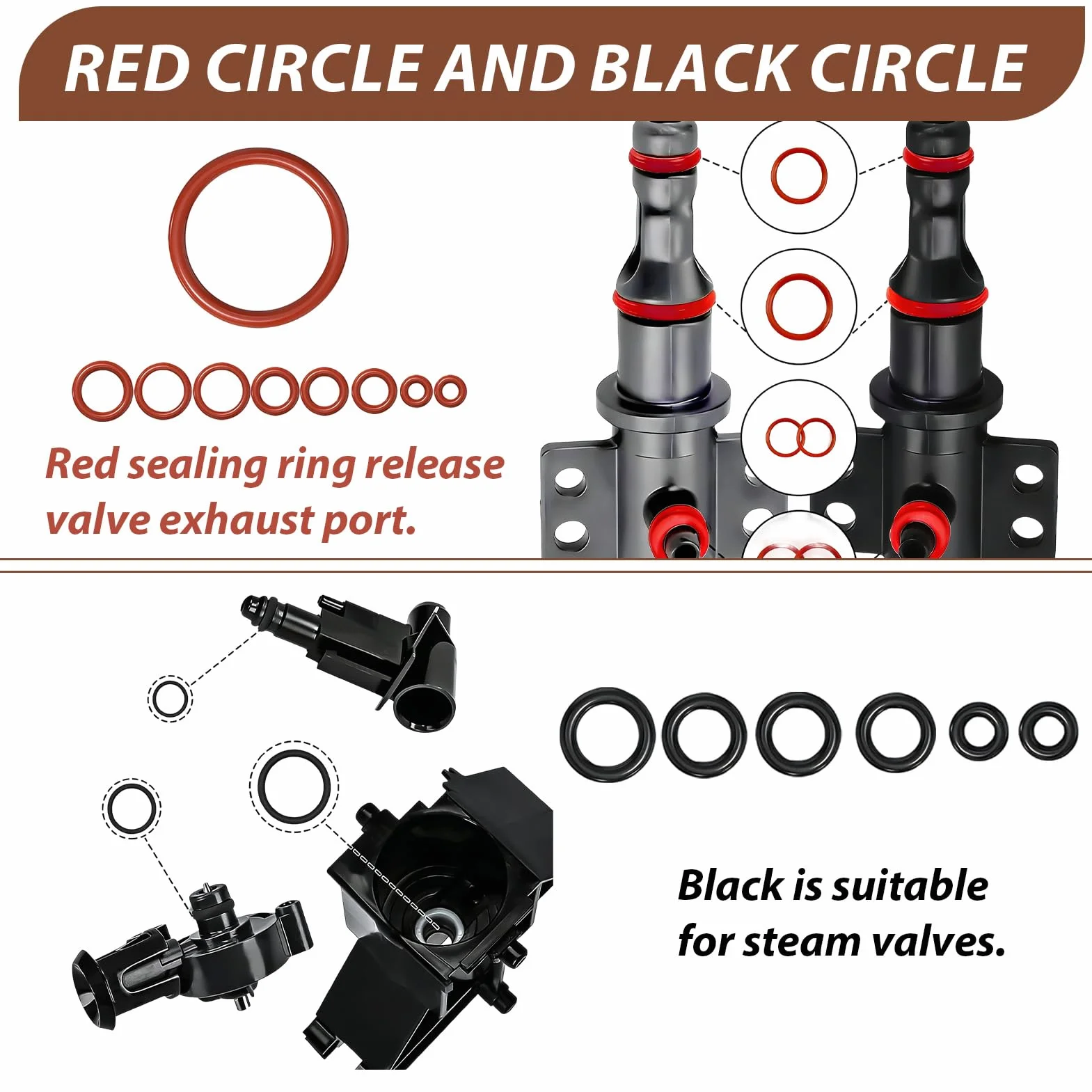 Juntas Tóricas Saeco 30 Unidades Silicona O-Rings Kit Mantenimiento Compatible Cafeteras Automáticas Negro Rojo