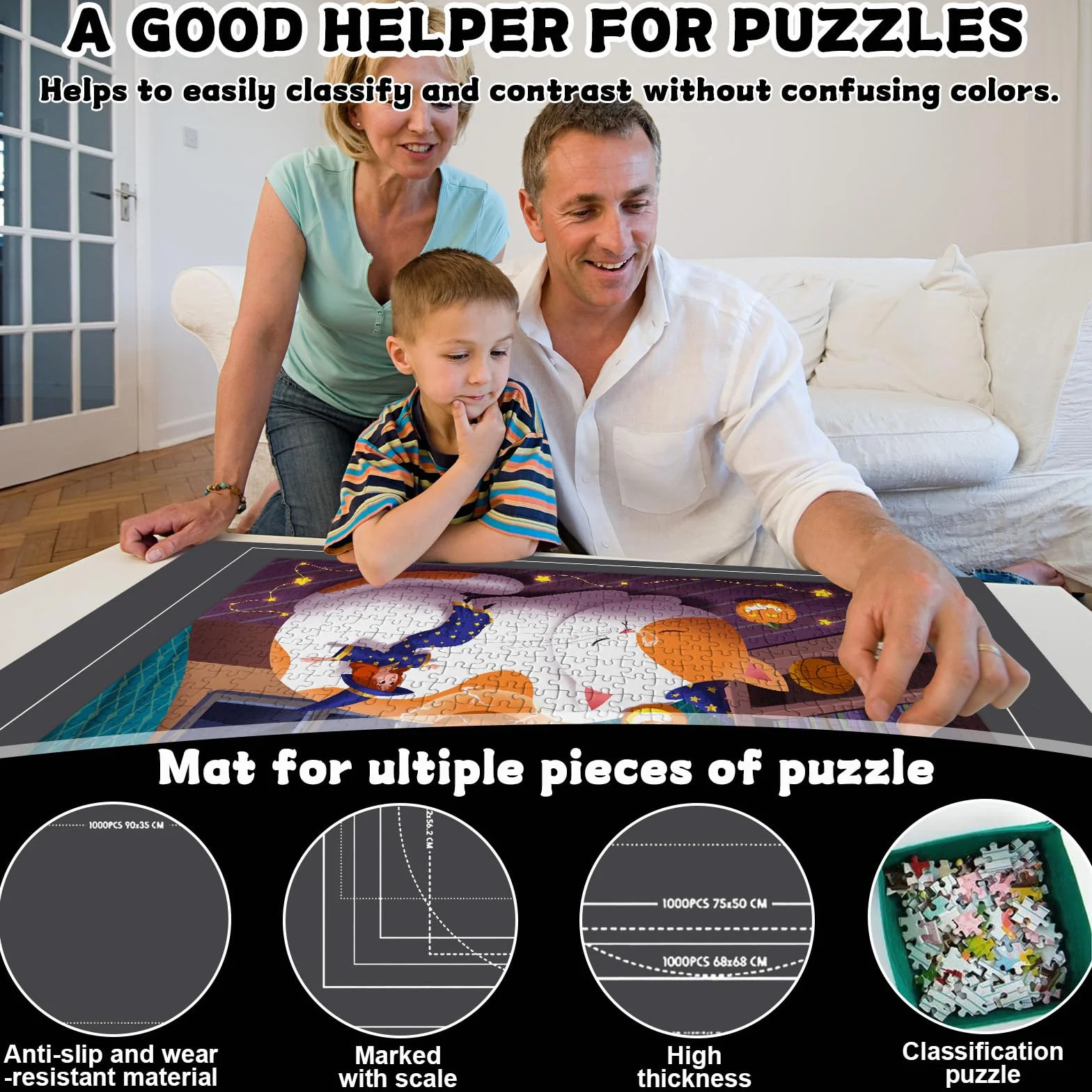 Puzzle Mat 3000 Pieces Portable Felt Puzzle Guard Mat (Grey)