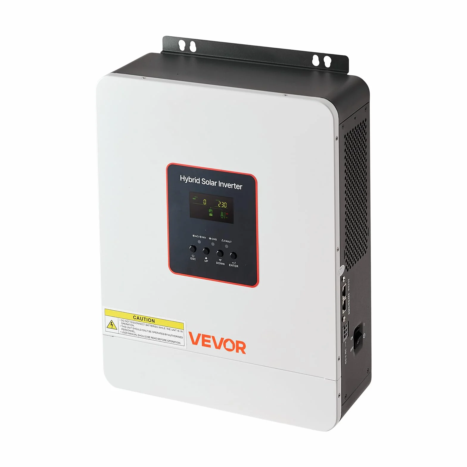 VEVOR Inversor Solar Híbrido de 3000 W, Onda Sinusoidal Pura, Controlador de Carga Solar MPPT Integrado de 80 A, Compatible con Baterías de Plomo-Ácido de Litio, Nivel de Ruido < 50 dB, Blanco