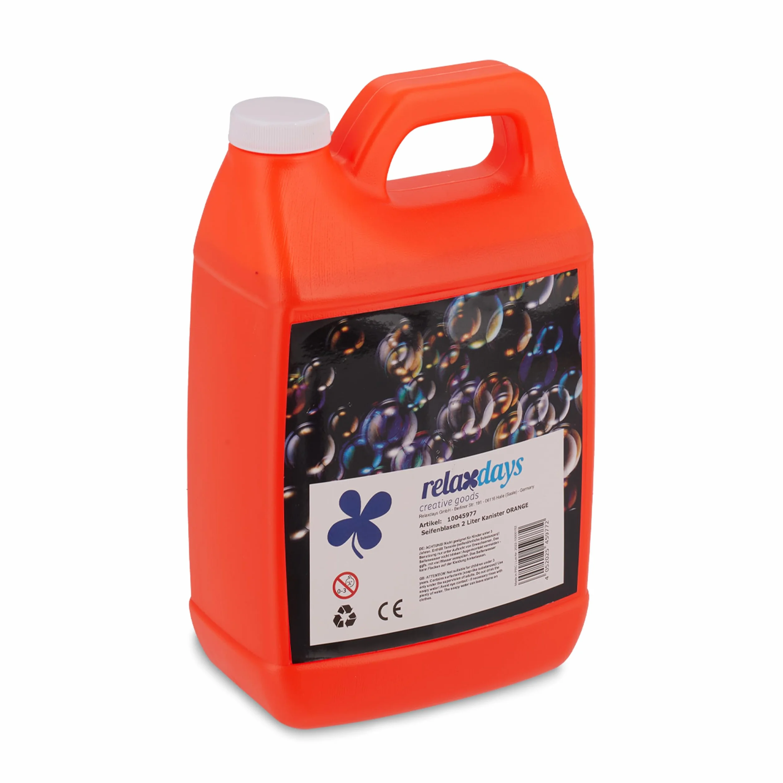 Relaxdays Garrafa Recambio Líquido Burbujas 2 L, Naranja
