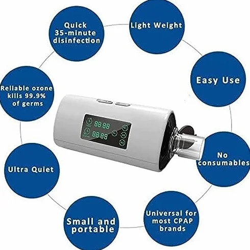 Limpiador y desinfectante, herramienta de desinfección portátil con pantalla LED para máquinas, tubos de aire y máscaras