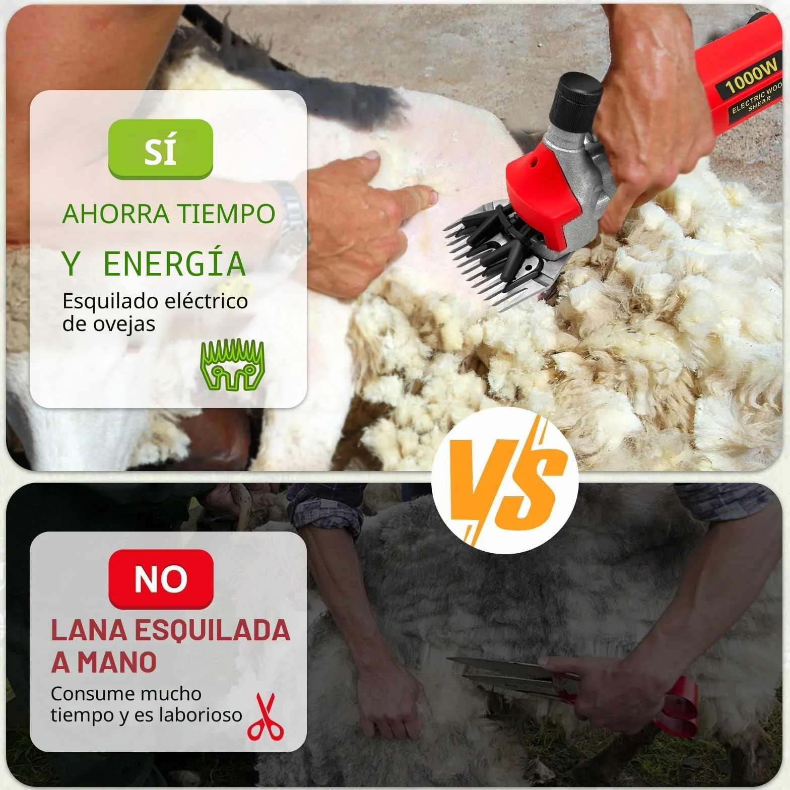 1000W Esquiladora Ovejas, Esquiladora Eléctrica con 6 Velocidades Ajustables, Cortapelos Eléctrico con Estuche de Transporte, Máquina de Esquilar Eléctrica para Ovejas Ovino Alpacas Cabras