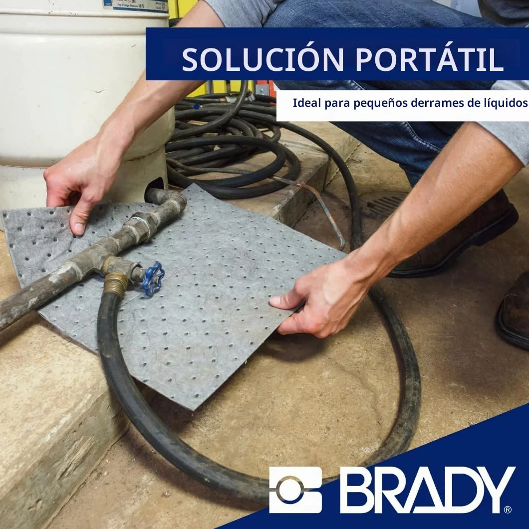 SPC® by Brady Kit Anticontaminación Universal – Kit Portátil para Derrames de Aceites, Agua, Solventes y Refrigerantes, Incluye 25 Almohadillas Absorbentes, 4 Calcetines, Guantes y Bolsa para Desechos