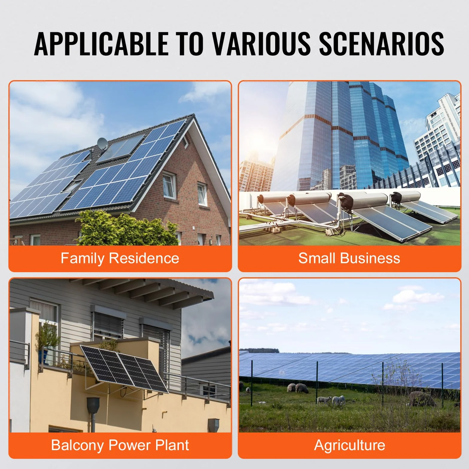 VEVOR Micro inversor Solar Conexión a Red 800W Microinversor Solar IP67 Aleación de Aluminio Impermeable Voltaje CC 18-50V con Antena WiFi App Cable de alimentación para Sistemas de Paneles solares