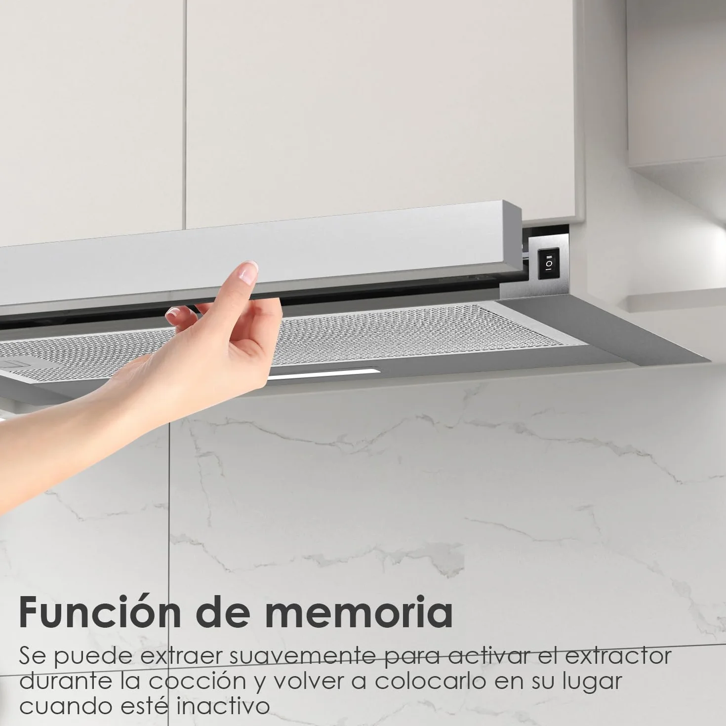 Campana extractora telescópica 60 cm 350 m³/h integrada 600 mm LED 2 velocidades