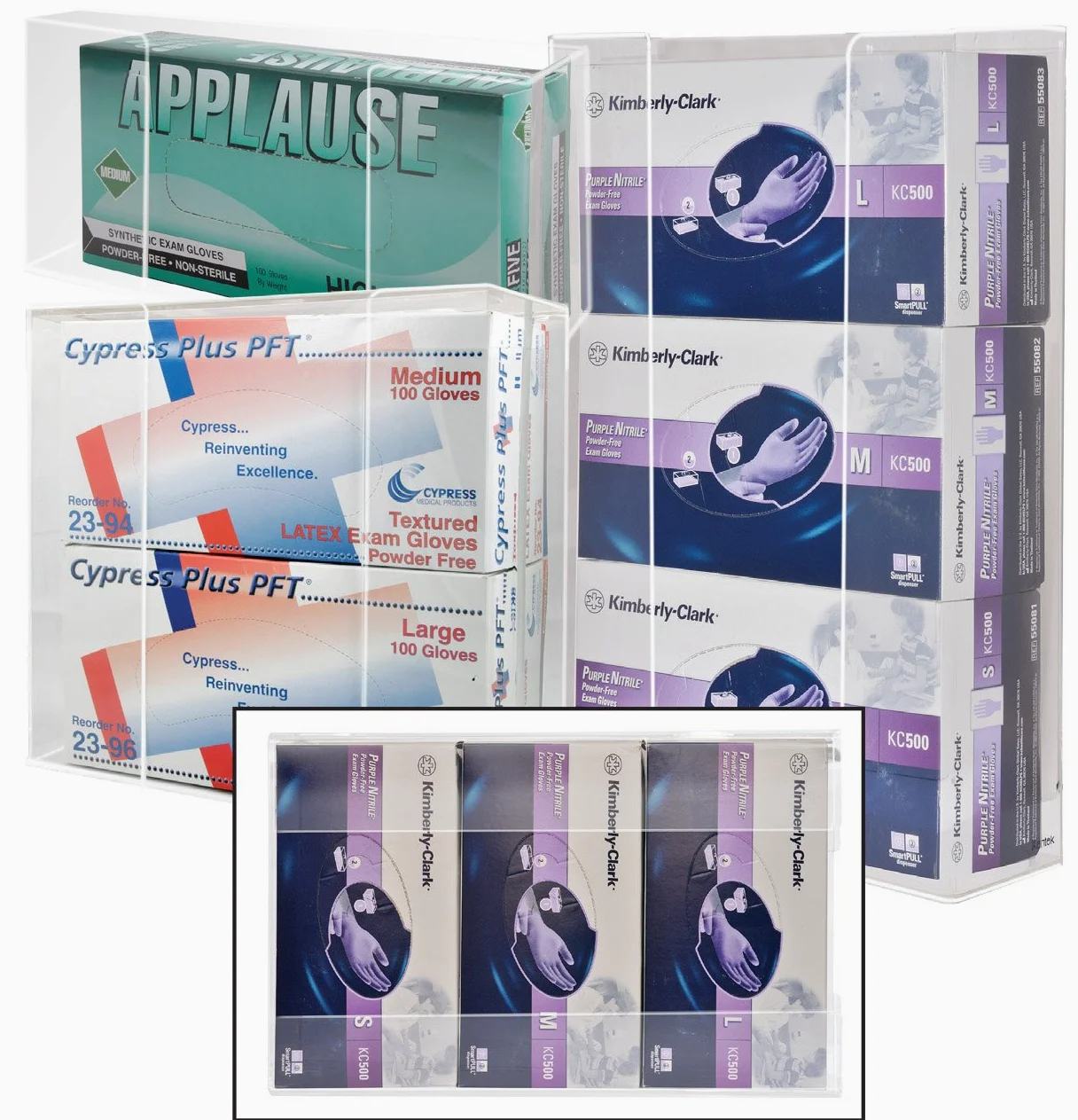Kantek Dispensador de guantes de acrílico, capacidad de una sola caja, 10.3 pulgadas de ancho x 3.8" de profundidad, color transparente