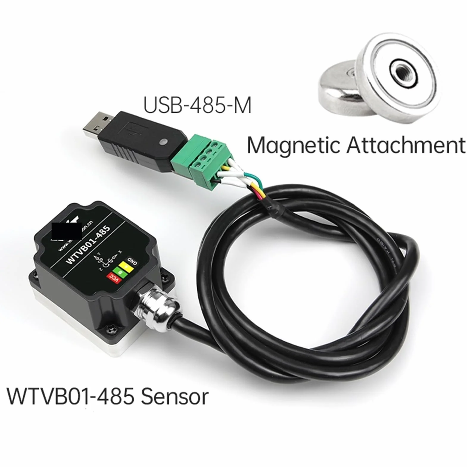 WTVB01-485 Sensor de vibración, 3 ejes IP68 Modbus analizador de vibración (WTVB01RS485 magnético)