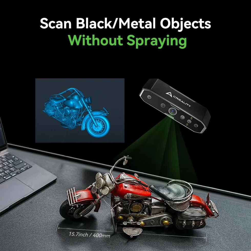 Creality Escáner 3D CR-Scan Otter, Sistema Estéreo de Cuatro Lentes para Escaneo de Objetos/Cuerpos/Caras a Todo Color de 10-2000mm,Precisión de hasta 0.02mm Velocidad de 20fps (MacOS/Windows)
