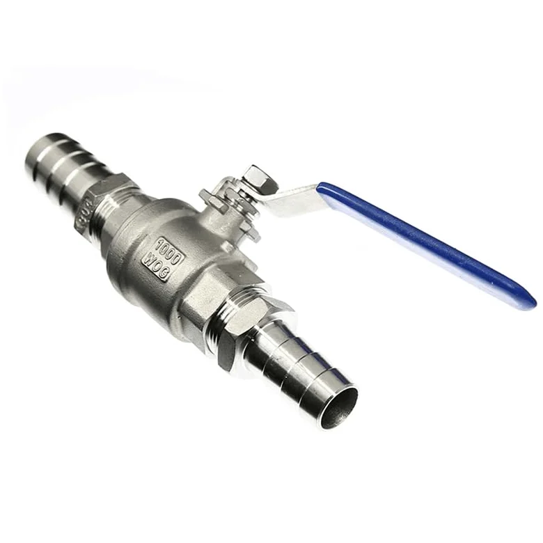 Adaptador para Grifo de depósito de Agua Válvula de Bola de Drenaje bidireccional de Acero Inoxidable 304 con Espiga for Manguera for Conector Adaptador de Agua(Through,32mmBSP132mm)