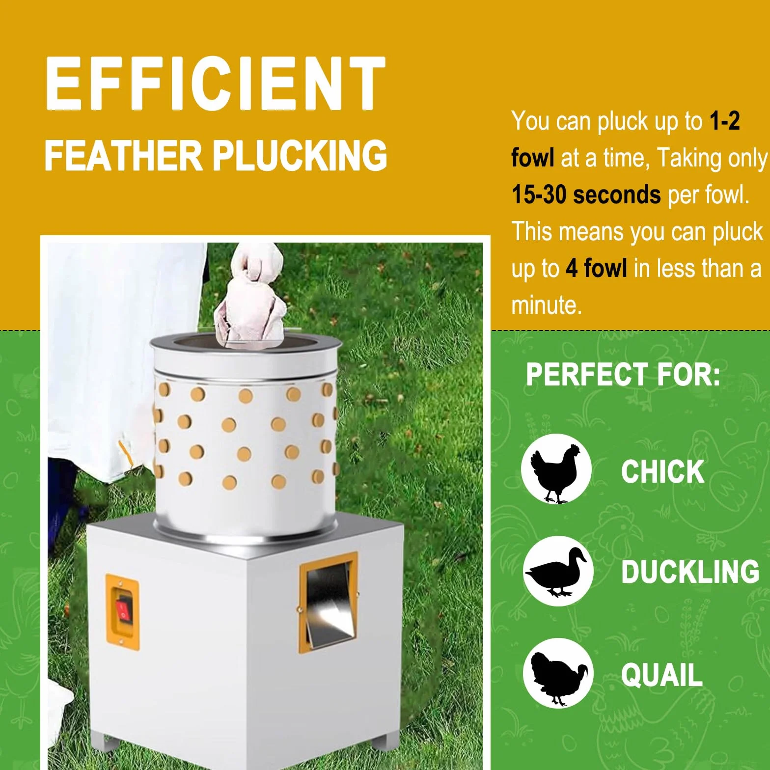 Máquina desplumadora de Pollos pequeña - Máquina desplumadora de Aves de Corral, Máquina desplumadora automática de Pollos para Aves de Corral, Aves, Patos