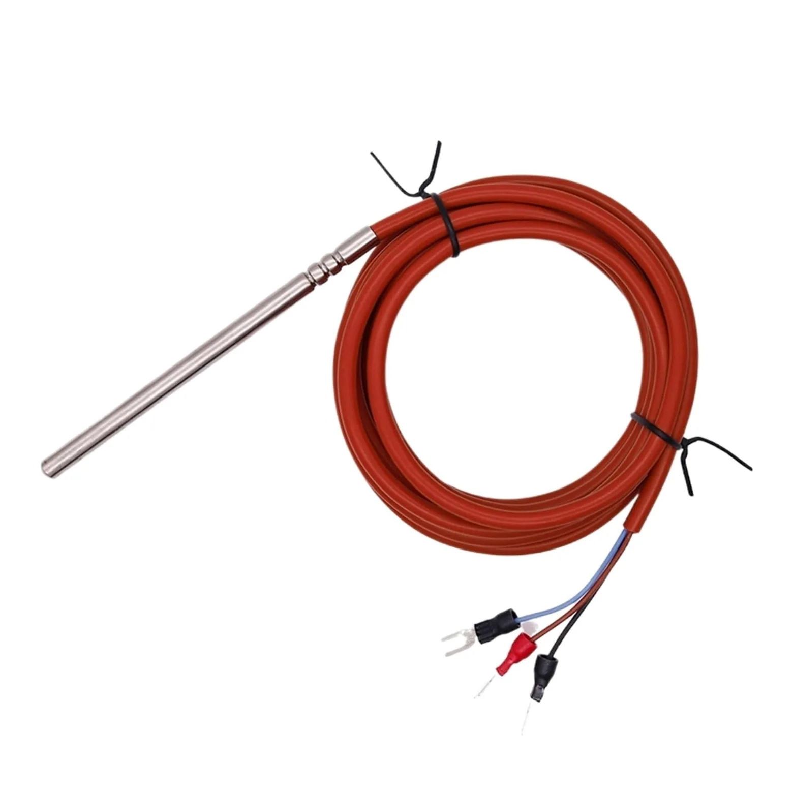 5 uds 6*90mm 3 cables tipo PT100 termopar sonda de temperatura impermeable Sensor alto con Cable silicona(With 1m cable)