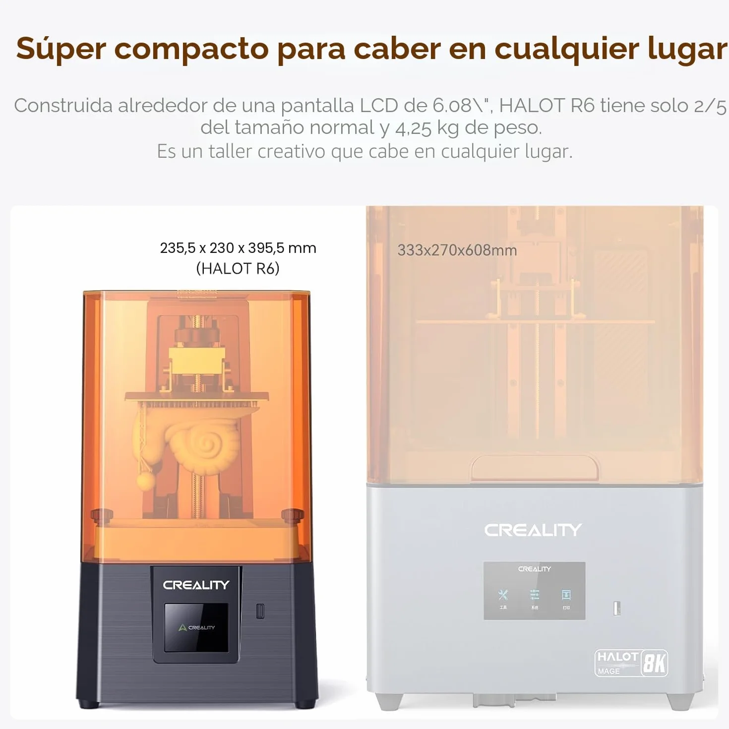 Creality Halot R6 Impresora 3D de Resina, 2K Pantalla LCD Monocromática, Fuente de Lluz Mejorada con Impresión de Alta Precisión, Flujo de Trabajo Simple Impresoras 3D de Resina para Principiantes