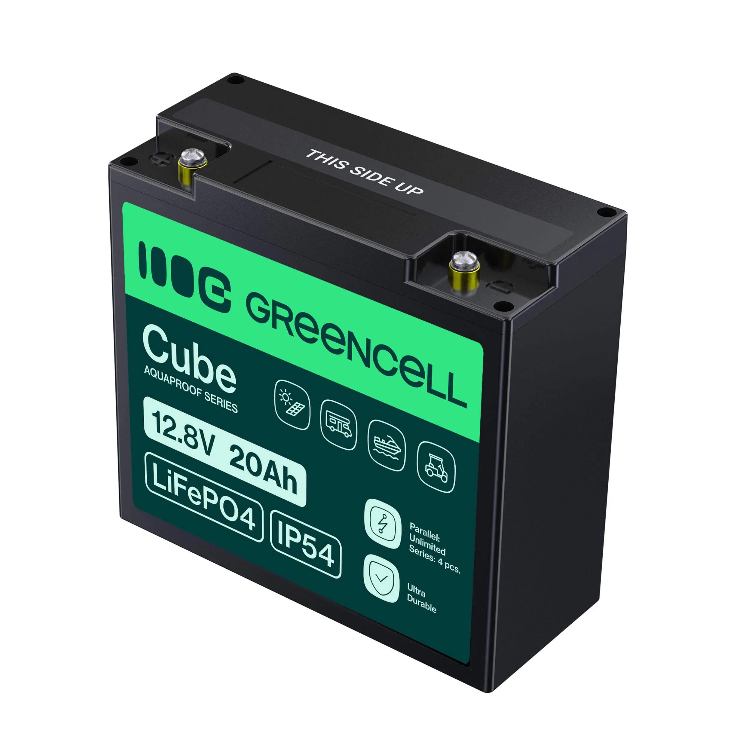 Batería LiFePO4 Green Cell CUBE ion de litio 12.8V 20Ah 256Wh para Tractor, Cortacésped, Vehículos Eléctricos, Almacenamiento Energía