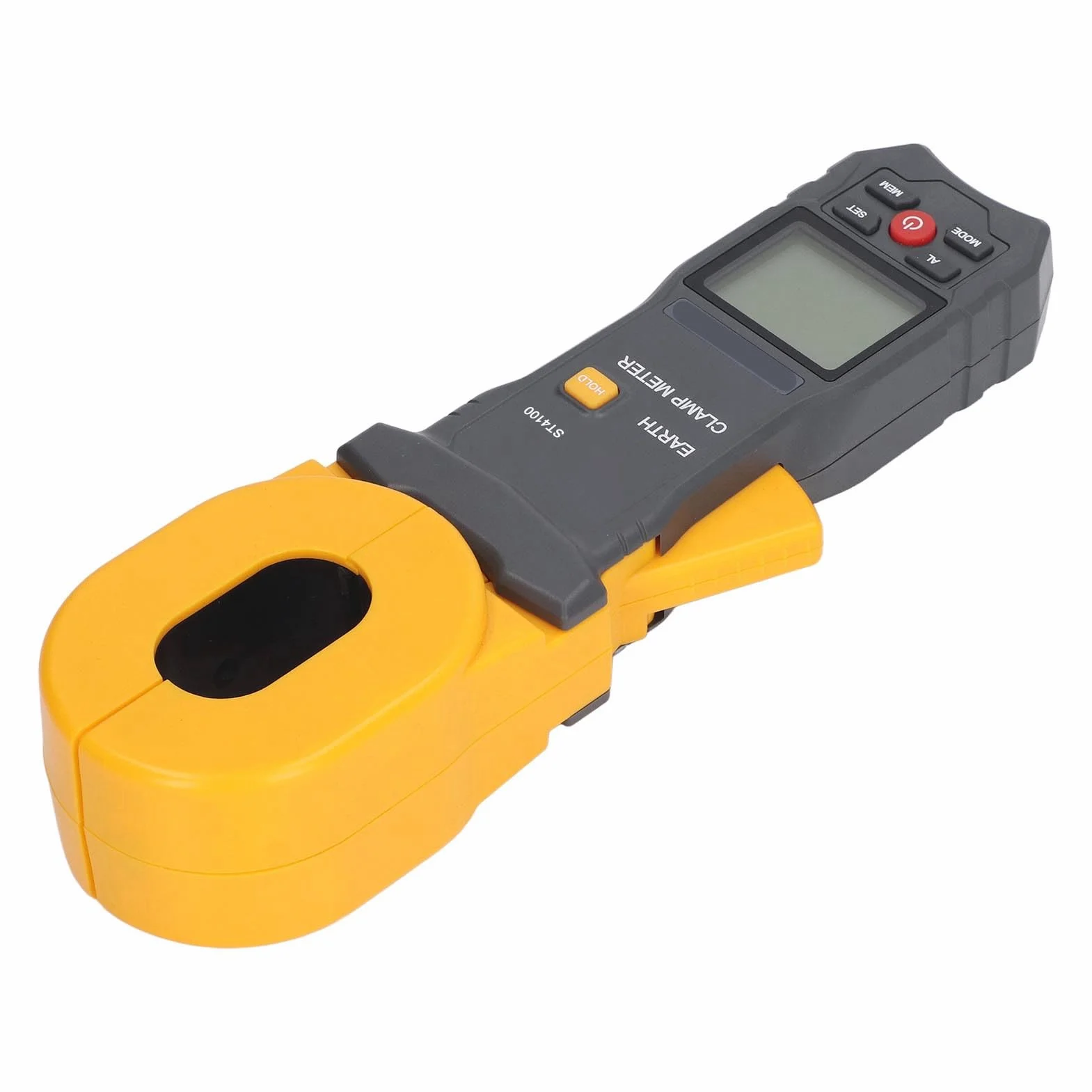 Gugxiom Pinza Amperimétrica Digital Pinza Medidor de Resistencia a Tierra 55x32 Mm, ST4100 LCD Pinza Probador de Tierra Resolución de Resistencia 0.001Ω 0.01mA, Apagado