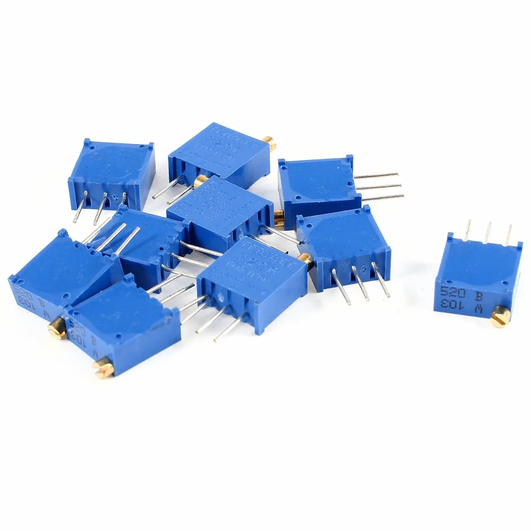 sourcing map 10pcs 3296 W 103 10K ohmios Potenciómetro de Resistencia variable de alta precisión