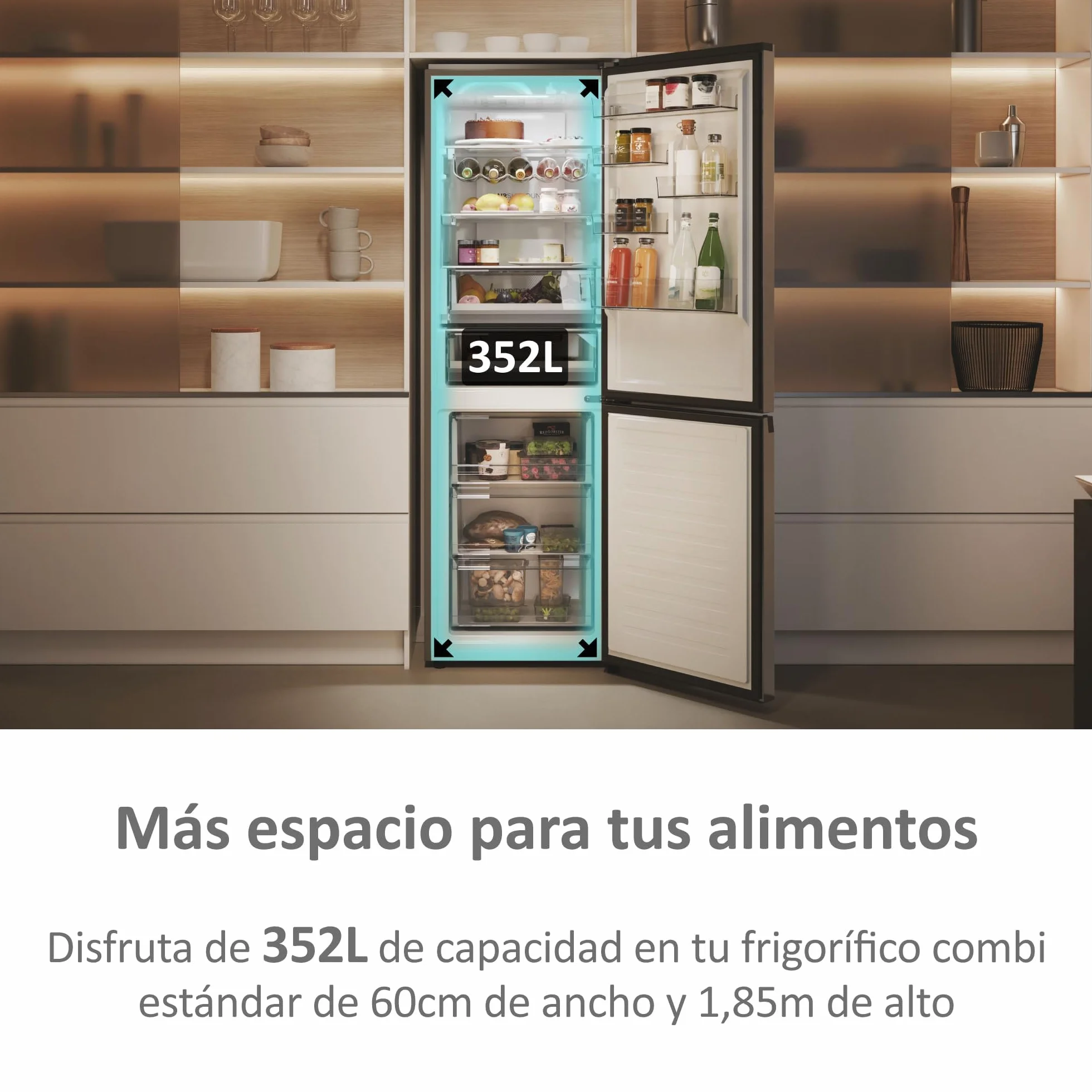 Haier Frigorífico Combi 2D 60 Series 5 Pro HDPW5618CNPK 352L Total No Frost Motor Inverter Inox