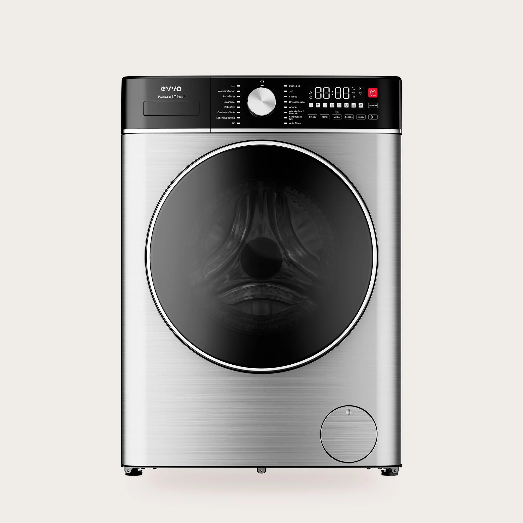 EVVO Lavadora-Secadora Nature M10/6X 10 kg 1400 rpm Motor BLDC Inverter Steam Wash Inox