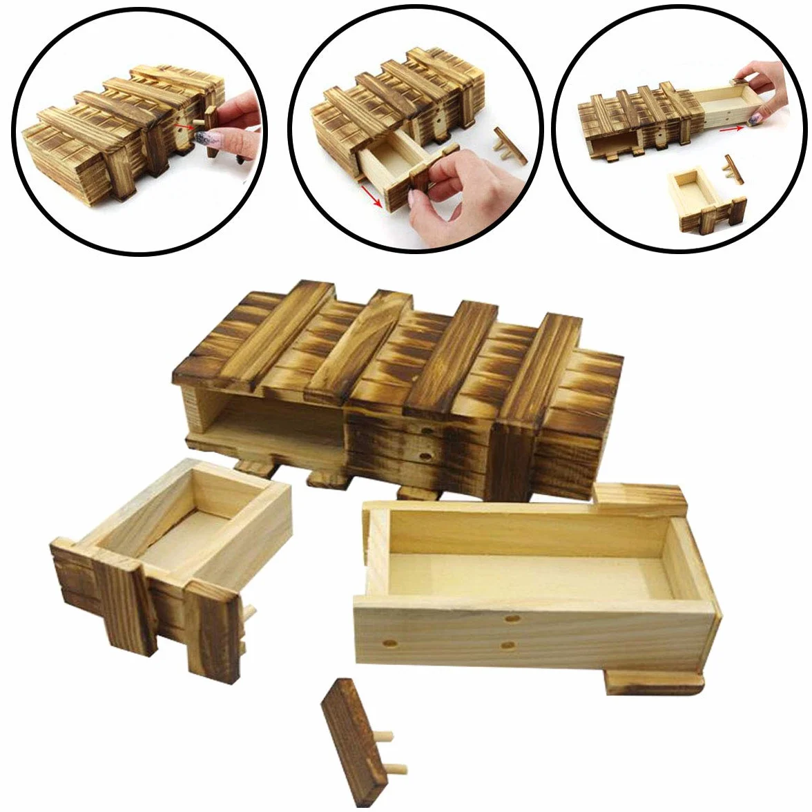 Caja Secreta de Madera Misteriosa para Rompecabezas, Caja Mágica de Madera para Niños y Adultos