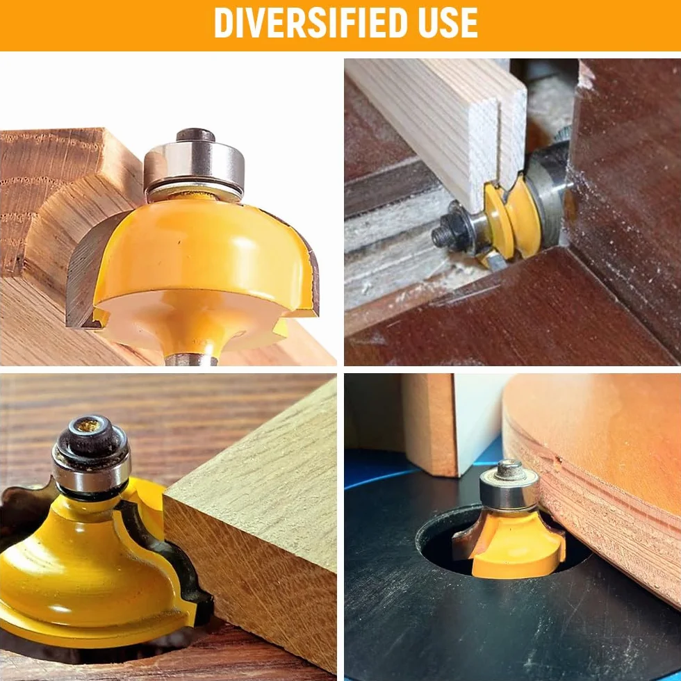 Hoteche Juego de fresas superiores de 35 piezas, vástago de 12 mm, acero aleado, para fresadoras de madera de calidad industrial para madera dura y blanda, con 1 filo plano