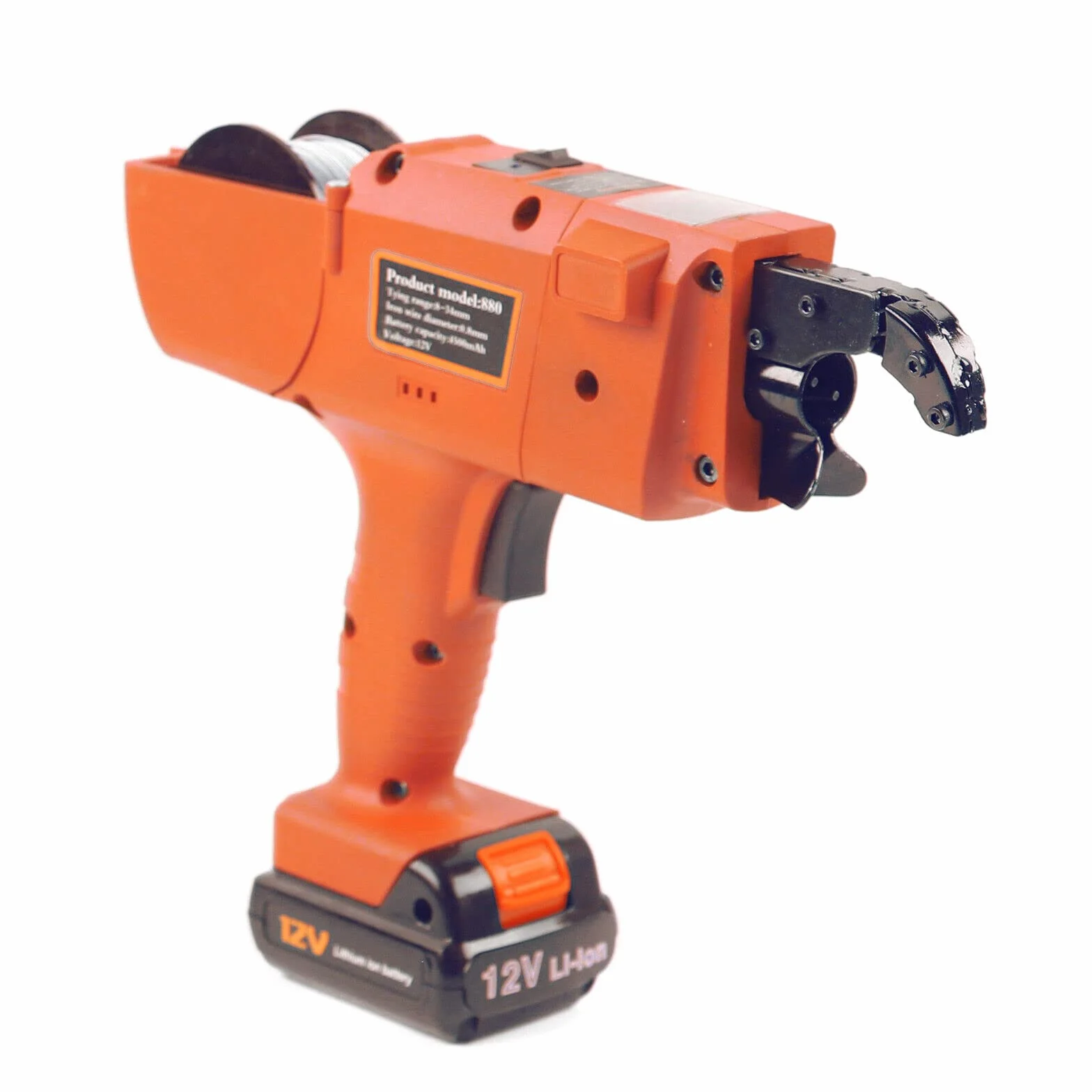 Máquina flejado automática 4500mAh Máquina de fijación de alambre de refuerzo Rebar Tying máquina de encuadernación eléctrica 8mm-34mm,para barras de armadura,suelo de celosía,mangueras (naranja)