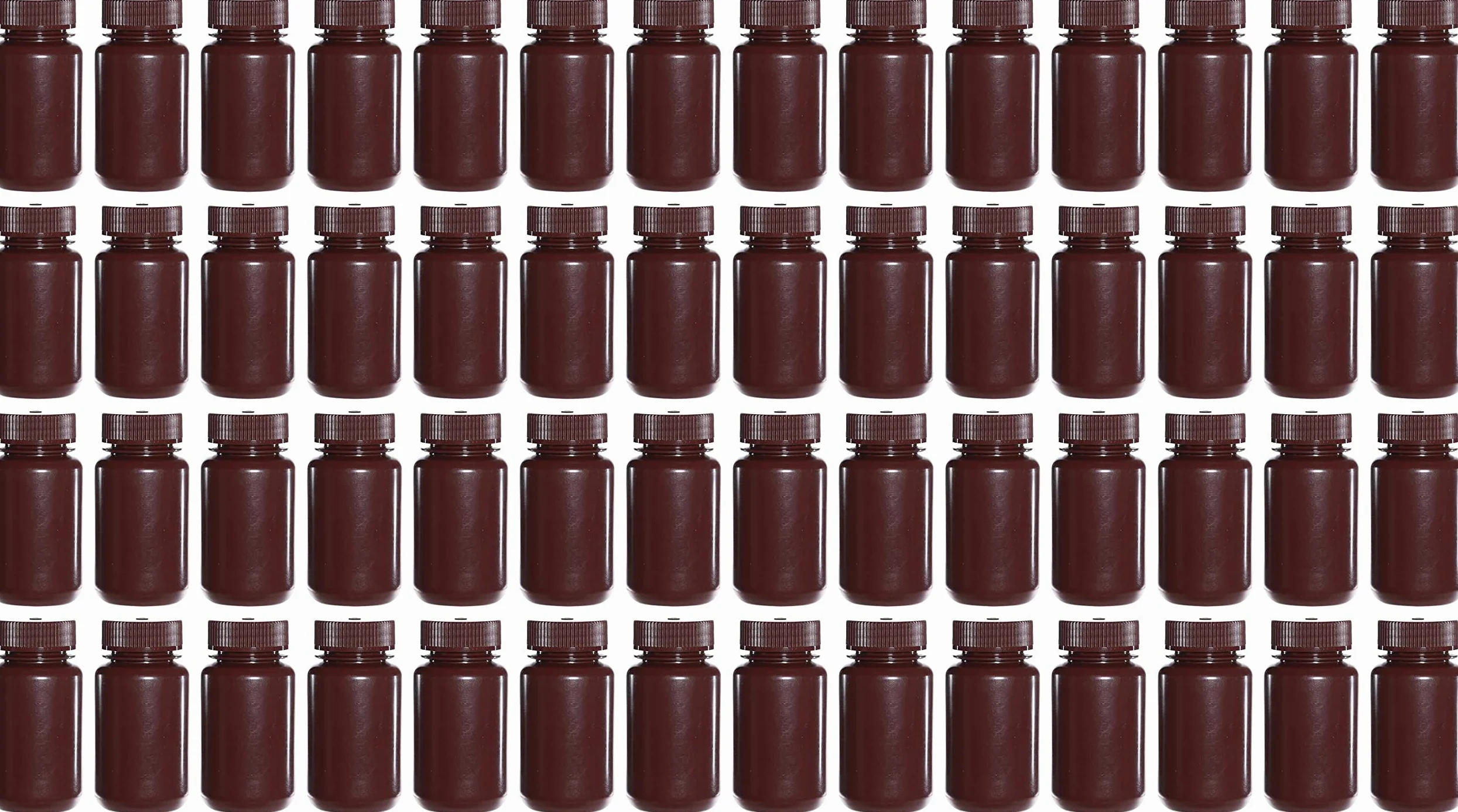 Botellas de reactivo de plástico PP de boca ancha ámbar de 125 ml con tapas, paquete de 56 unidades