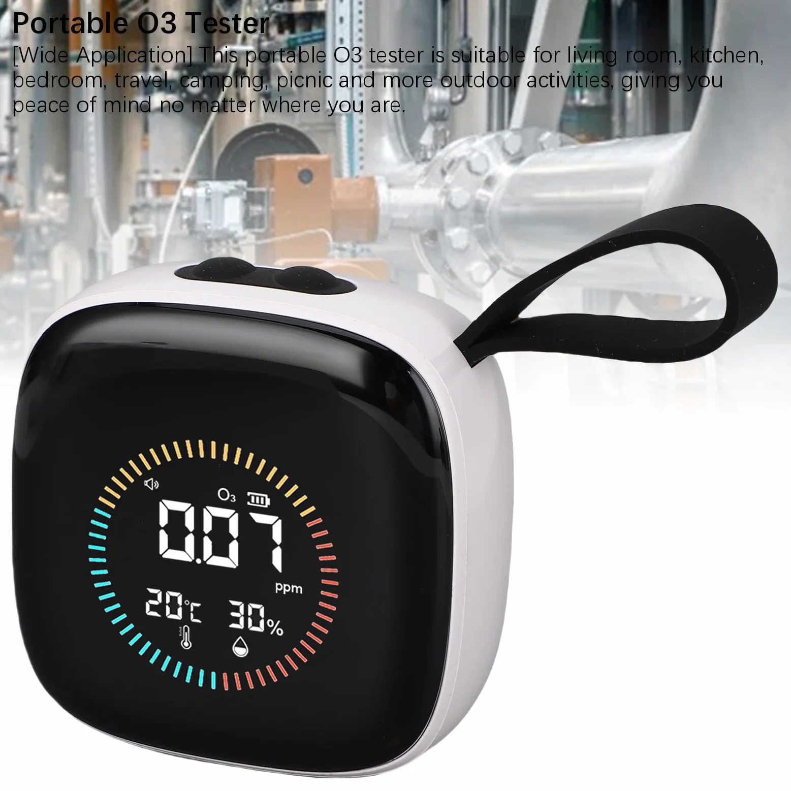 Medidor de Humedad y Temperatura O3 3 en 1, Pantalla LCD de 0-50 Ppm Probador de O3 Portátil con Pantalla LCD y Cordón Batería de Gran Capacidad para el Hogar, Viajes, Camping,