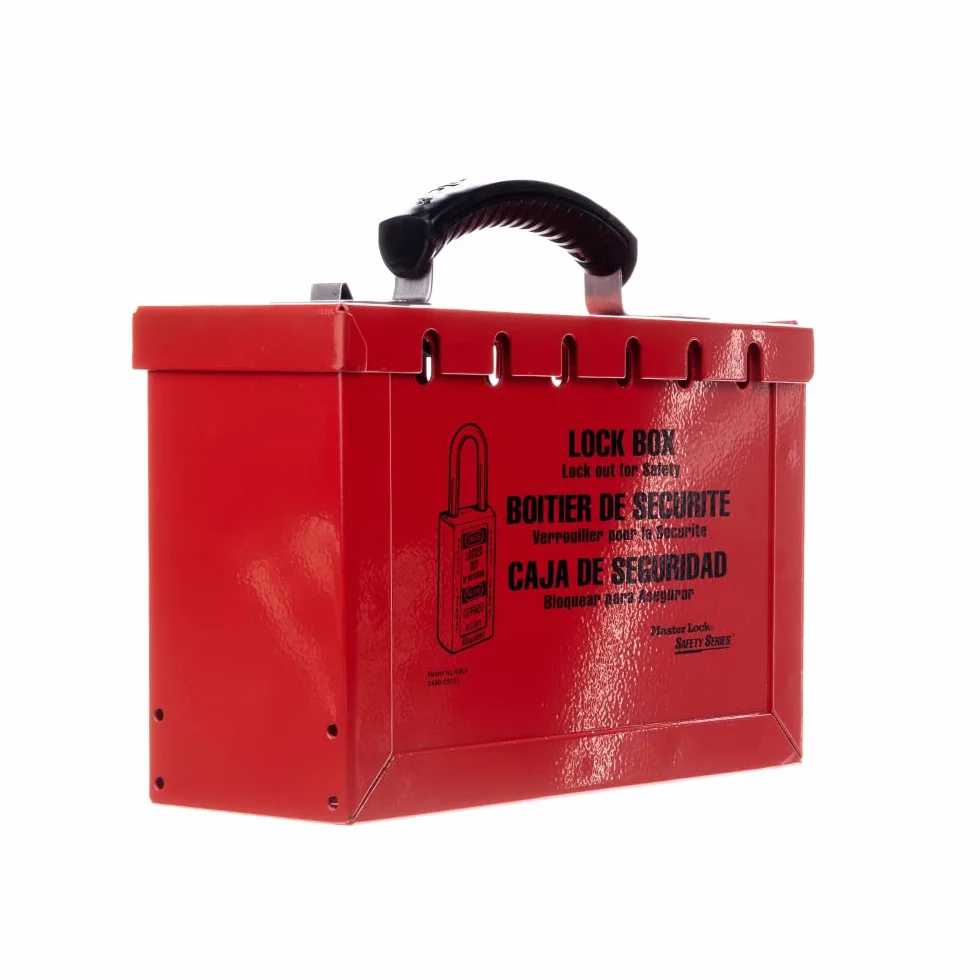 Master Lock 498A Lockout Tagout Caja de bloqueo portátil para grupo, capacidad de 12 candados, color rojo