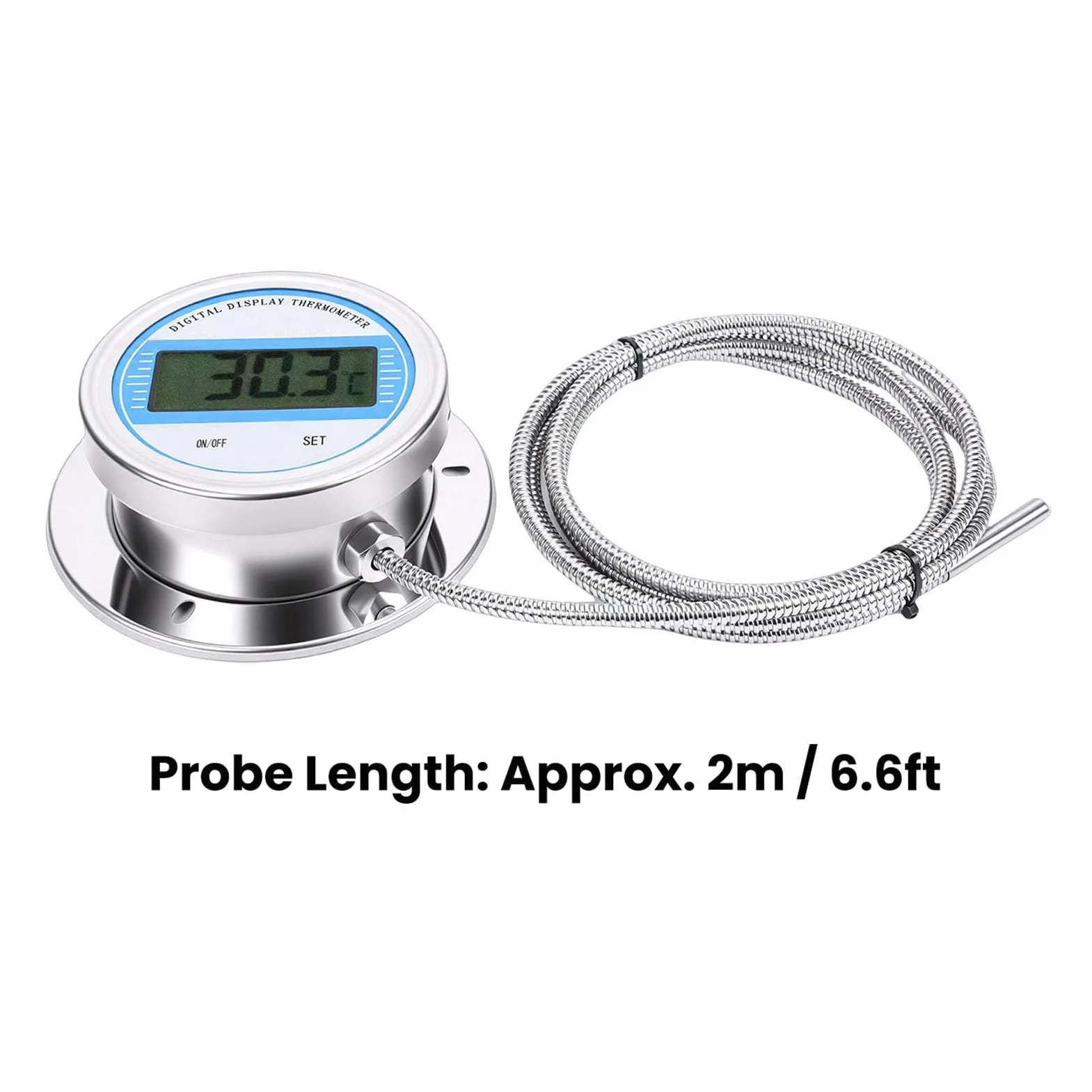 Termómetro Digital Sonda Roscada 2 M Acero Inoxidable -50 a 200 ℃ Industrial Tuberías