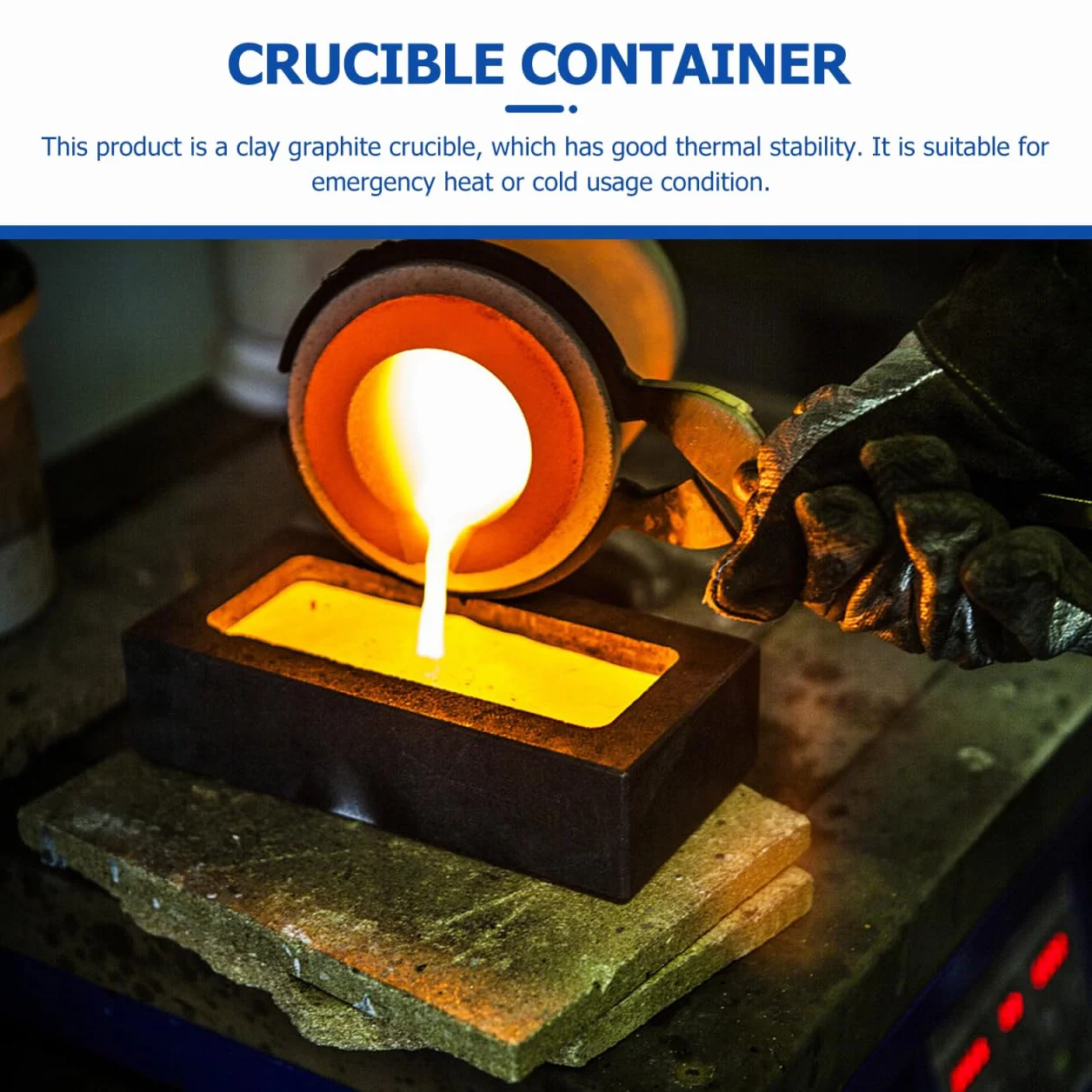 Crisol de Grafito para Fundición de Metales 2.75 Pulgadas Alta Temperatura Conductividad Térmica