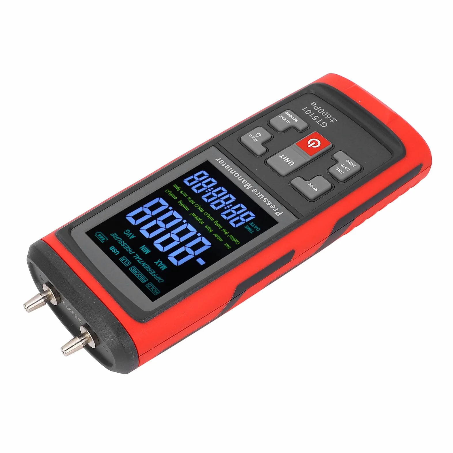 Generic Manómetro Digital Medidor de Presión Diferencial Multifuncional de Alta Resolución para Medición de Gas Pruebas de Laboratorio Material ABS