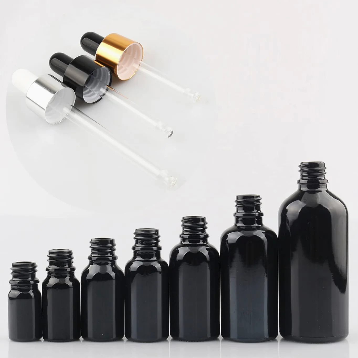 24 Piezas Negro Frasco Cuentagotas Cristal 100ml, Botellas Cuentagotas Vacío con Pipeta de Vidrio Oro/Negro, para Fragancias de Arorapia de Aceites Esenciales, Masaje, Viaje
