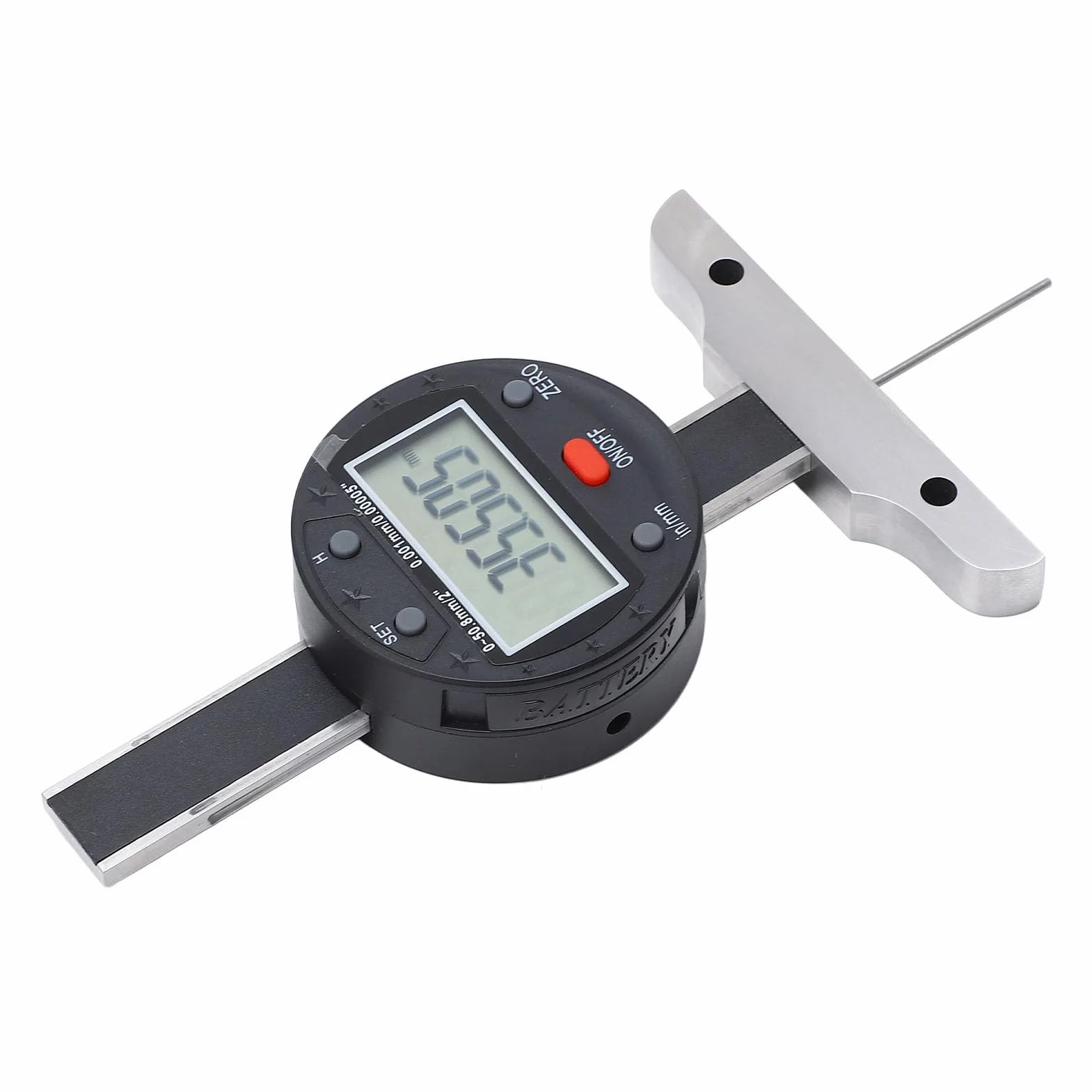 Medidor de profundidad digital LCD 0-50,8 mm USB base de acero aleado