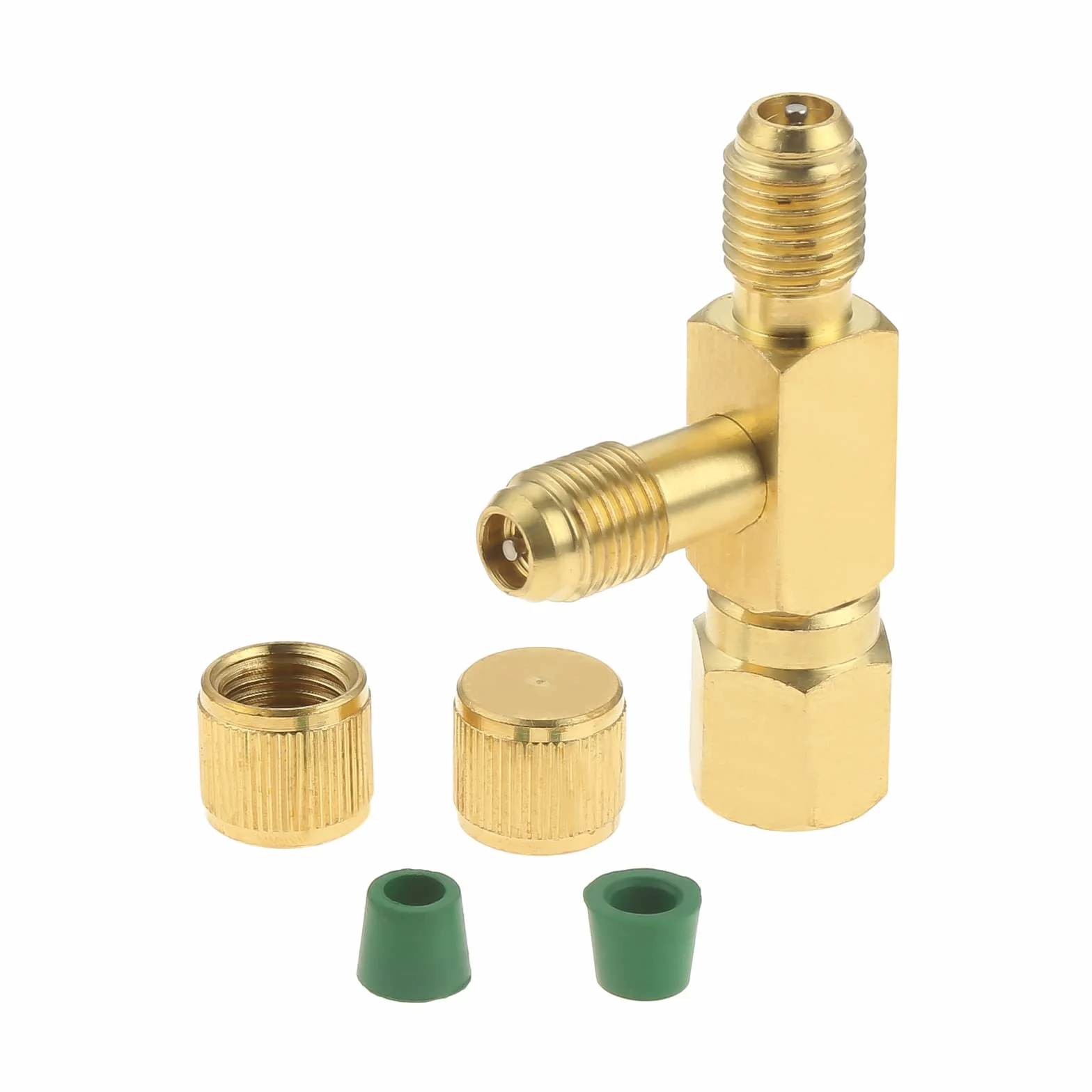 Aupoko Acoplador de acceso rápido en T, adaptador de núcleo de válvulas de 1/4 pulgadas con conector giratorio
