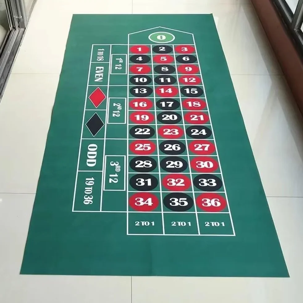 Tapete de Ruleta Portátil 180x90 cm para Juegos de Mesa y Dados