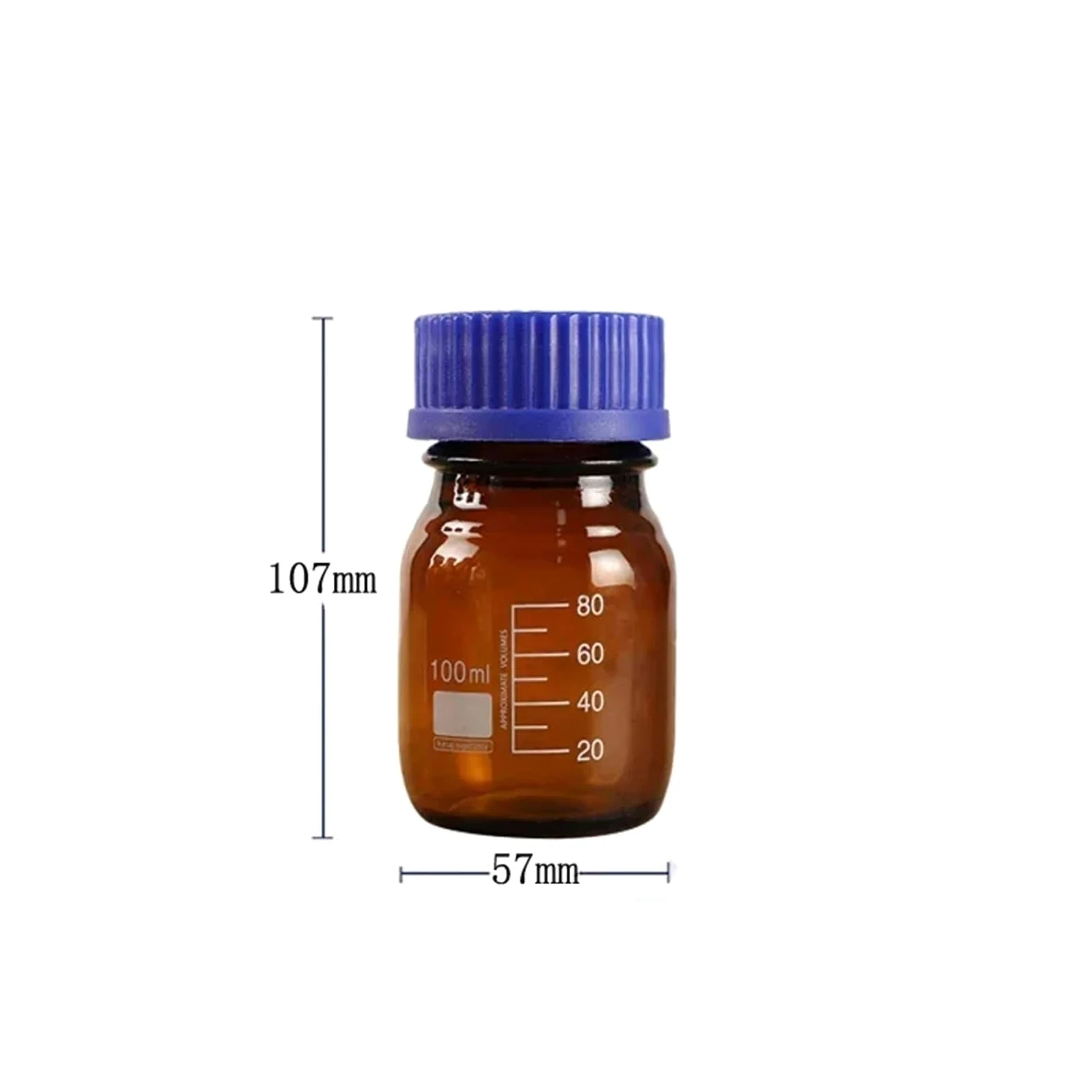 Frascos para reactivos, Botella de reactivo de Vidrio de Laboratorio Multicolor con Tapa Azul y Tuerca GL45(100-brown)