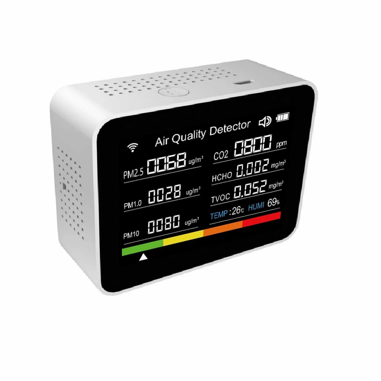 13 en 1 Tuya Intelligent Air Quality Monitor Interior, Detector de CO2 portátil, admite la función de Alarma de Control de Aplicaciones remotas con probador de Calidad del Aire (Blanco)