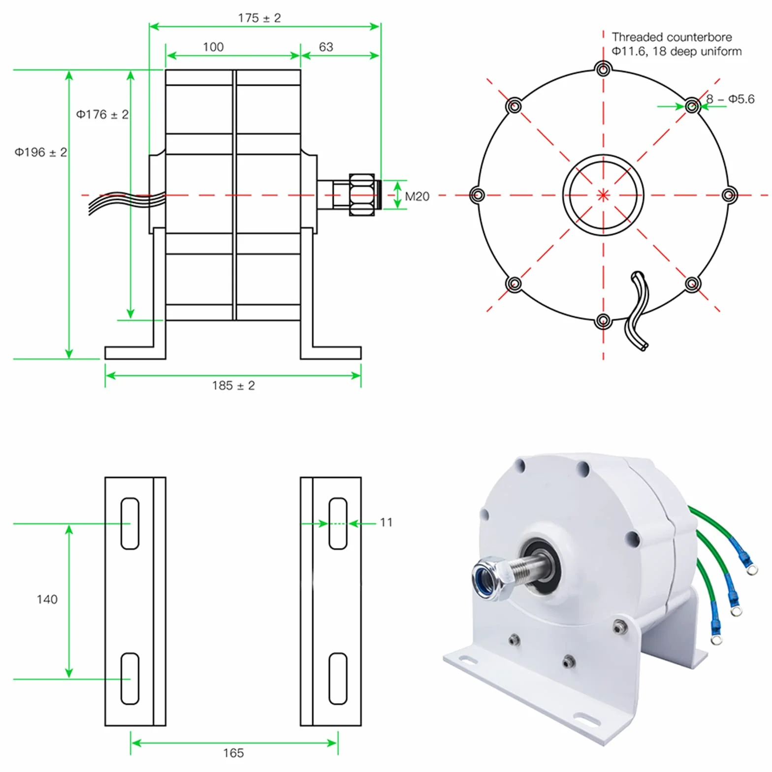 Generador De Magnet Permanente Permanente De 12000W Sin Engranaje, 12V 24V 48V 220V Generadores De Alternadores De CA De Baja Velocidad Con Uso Base Para Turbina De Viento Turbina (Blanco)