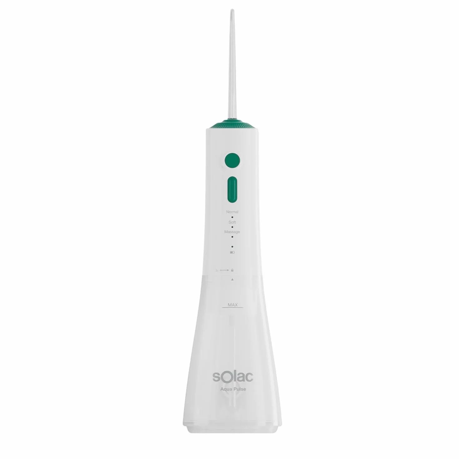 Solac Irrigador Dental Aqua Pulse 320ml 120 pulsos/min 3 niveles presión Batería recargable Cabezal 360º 2 boquillas Auto Off