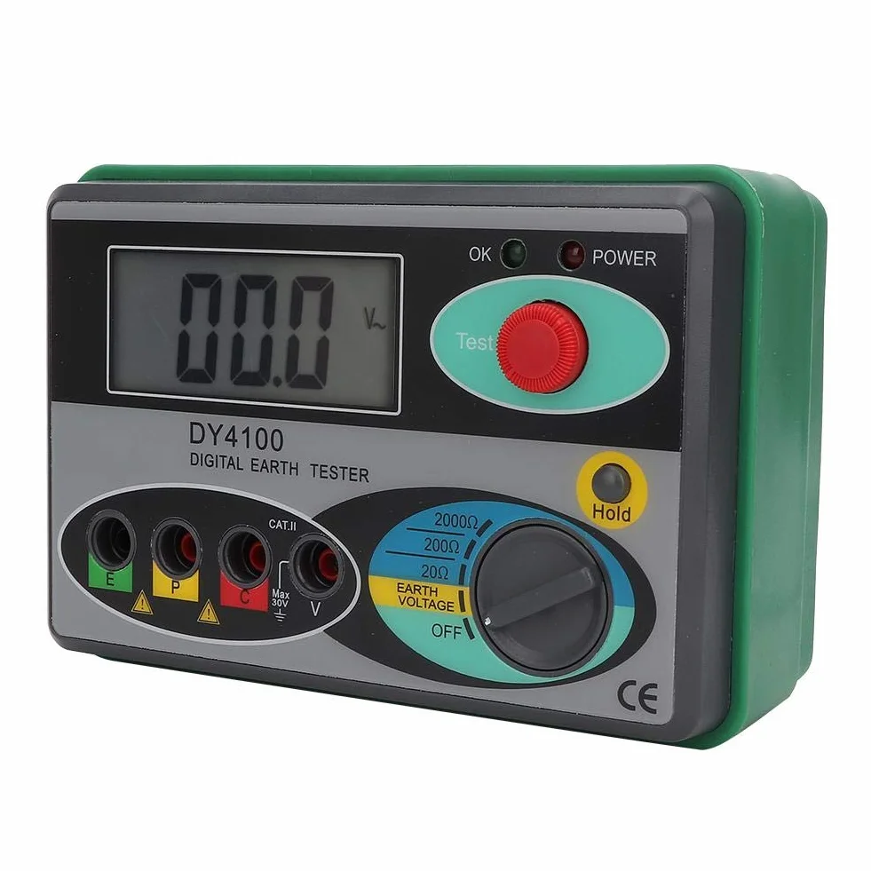 DY4100 - Medidor de Resistencia Terrestre, Medidor de Resistencia AElTierra, LCD, PantalElDigital con Bolsa (dy4100 Digital Display)
