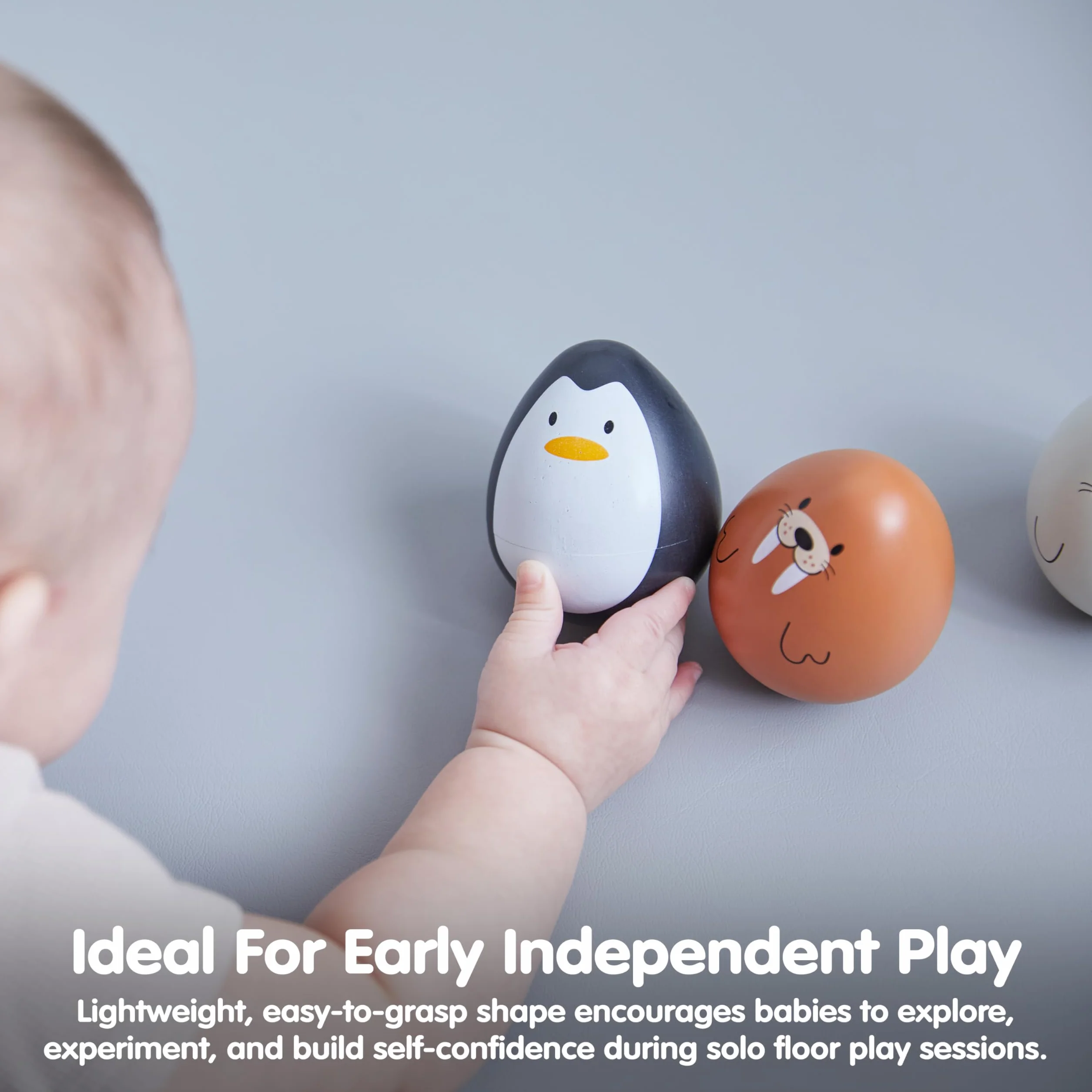 PlanToys Morsa tambaleante – Tentetieso de Madera, Juguete Seguro para bebés