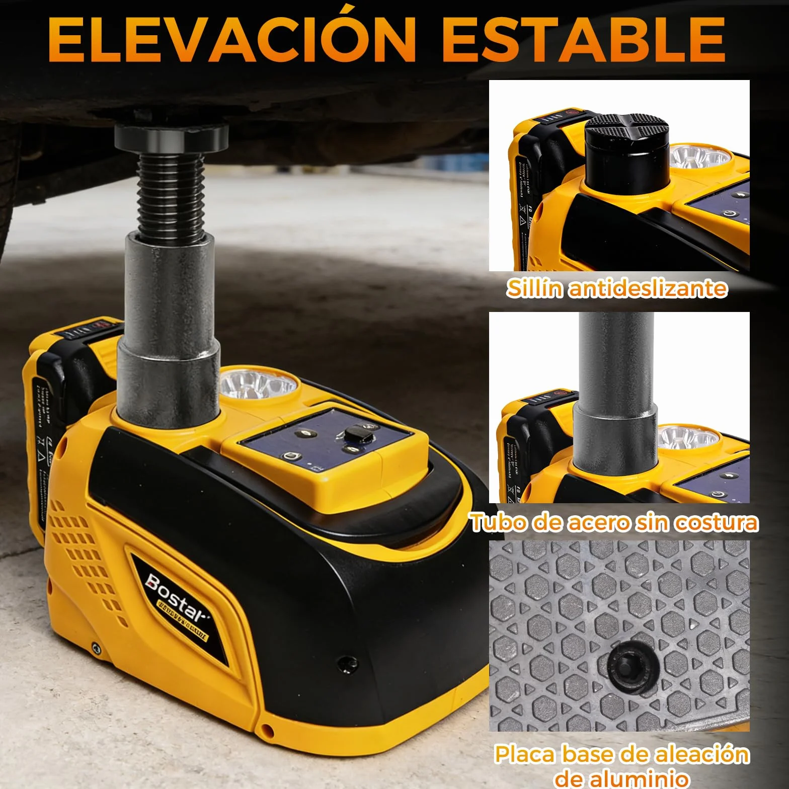 Bostar Gato Hidráulico Eléctrico 5T Compatible Makita-18V Batería, Kit Elevador Coche Inalámbrico con Mando a Distancia, Altura 15-45cm, Herramienta Cambio Rueda para SUV, Todoterreno y Furgoneta