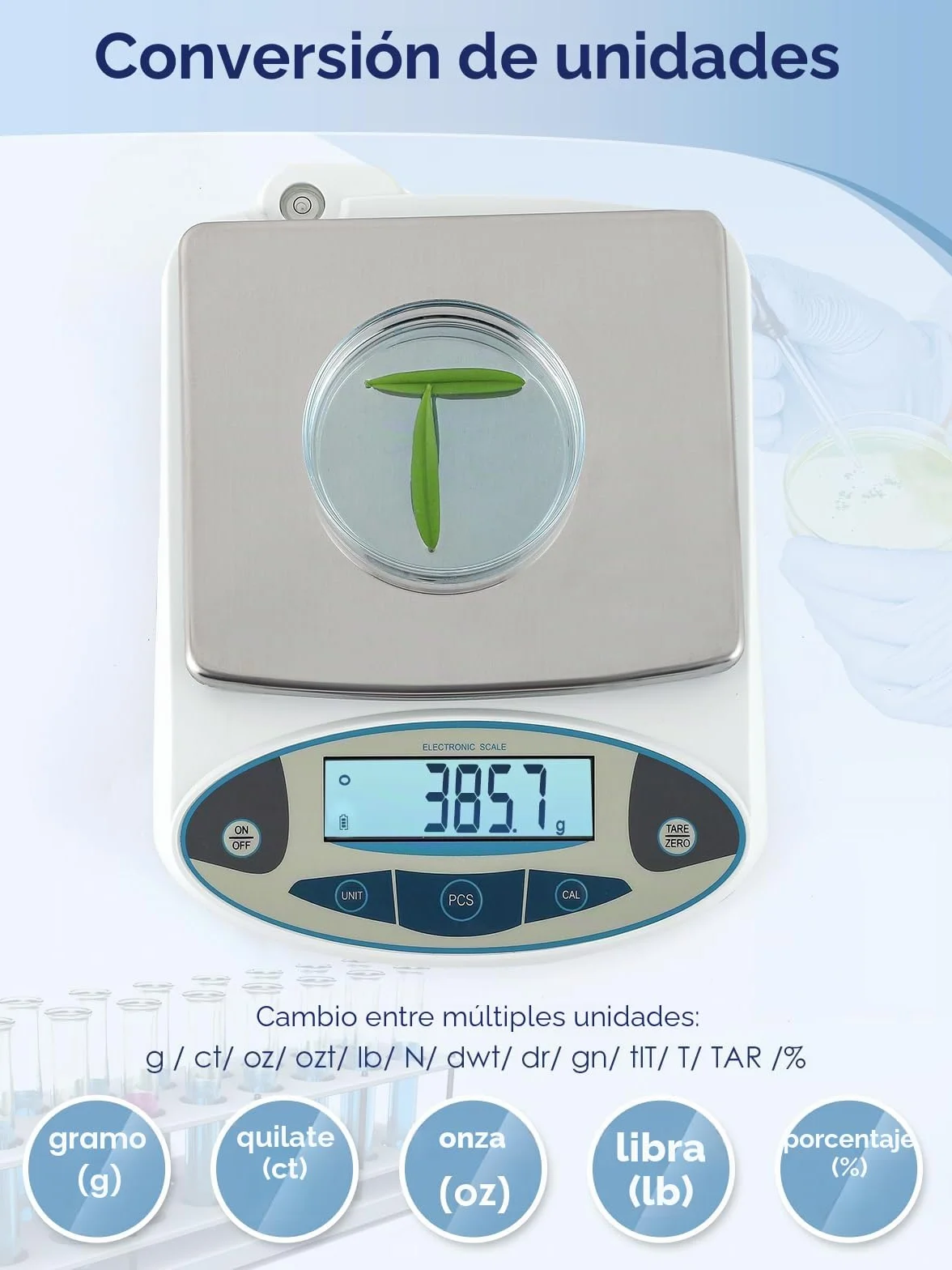 CGOLDENWALL Balanza Científica Analítica de Laboratorio de Gama Grande Báscula Electrónica Digital Inteligente de Alta Precisión de 0.1g 丨Ya Calibrado y Lista para Usar丨 (5kg, 0.1g)