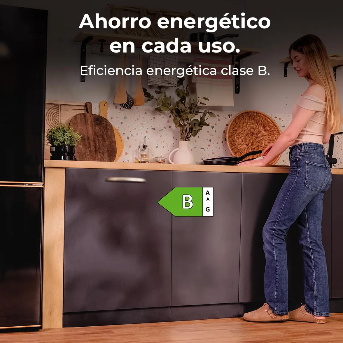 Cecotec Lavavajillas Integrable 60cm Bolero Aguazero 8001 Full BI B. 14 Cubiertos, 8 Programas, Motor Inverter Plus, 3º Bandeja, Control Táctil, O2 Dry, Filtro Antibacteriano