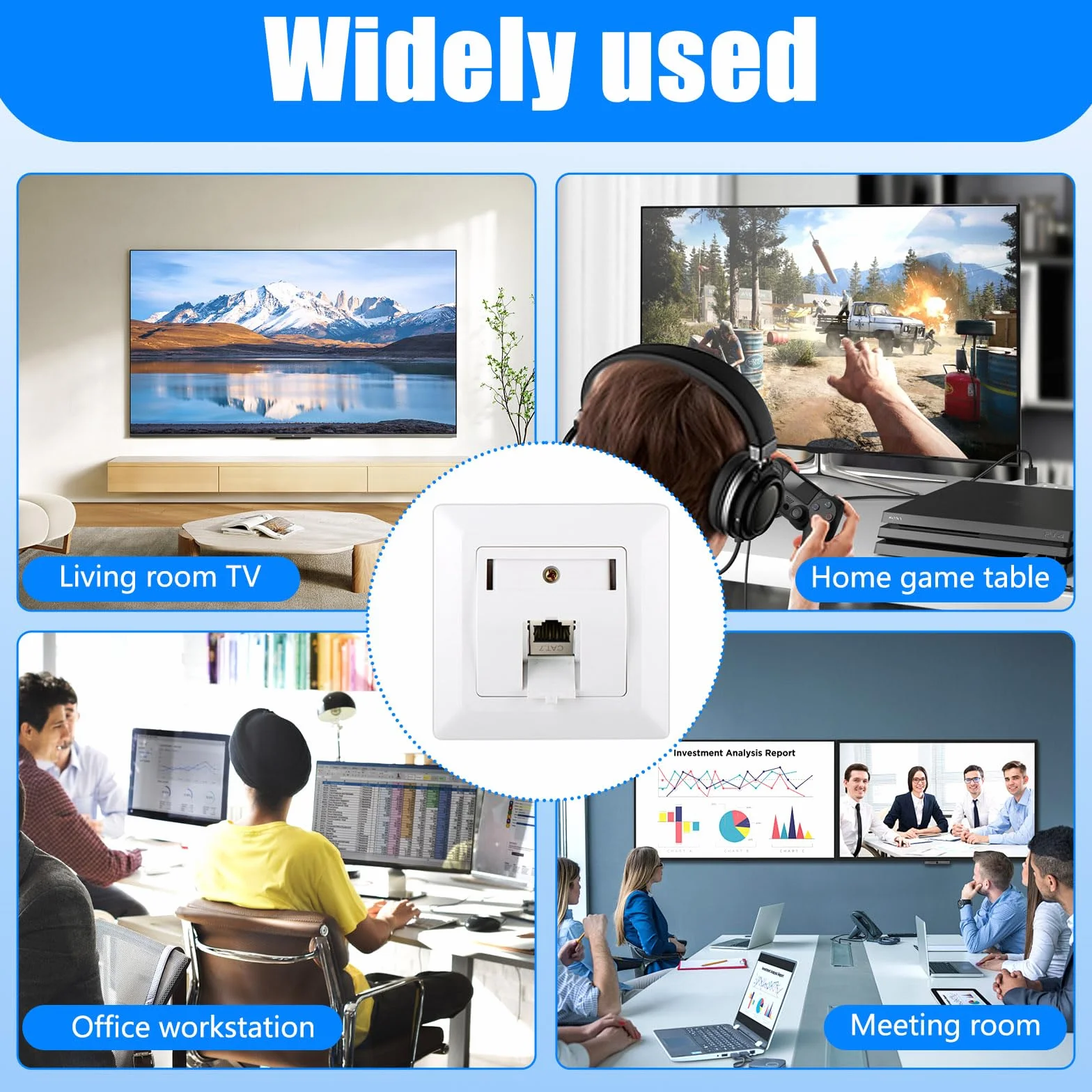 RJ45 Cat 7 STP Blindado 10 Gbit/s Toma de Red Empotrada 1 Puerto 2 Módulos Keystone Placa de Pared Ethernet