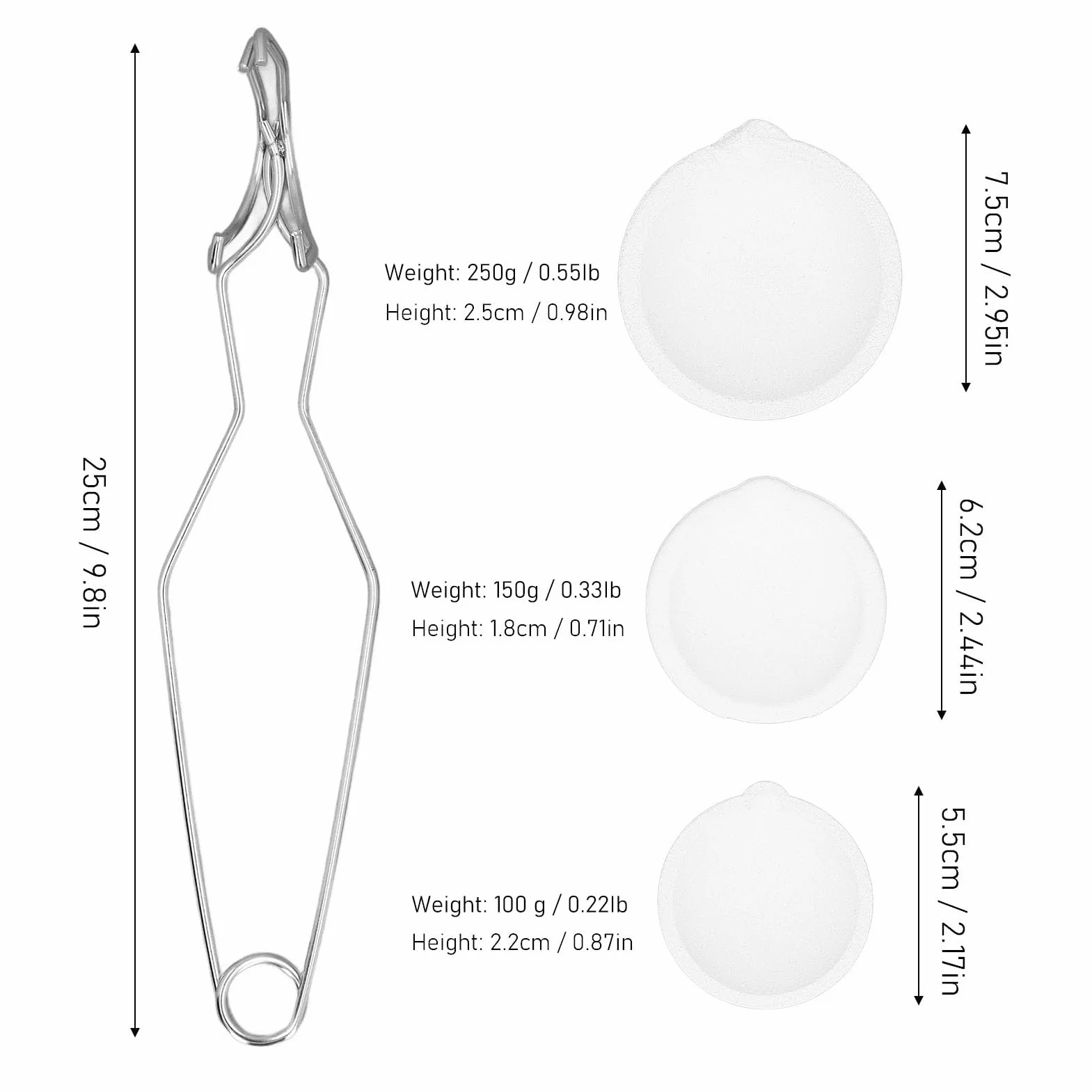 Juego de crisol de cuarzo 250 g 150 g 100 g con soporte acero inoxidable para fundir oro plata cobre