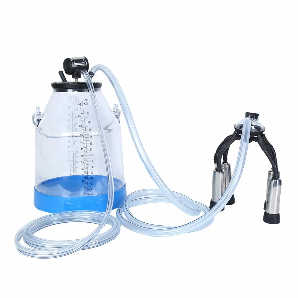 Ordeñadora de Vacas Portátil Transparente de 32 Litros, Cubo para Máquina de Ordeño, Barril, Ordeño Eficiente en Granjas Lecheras, Seguro y Conveniente con Visualización Clara, Compatible con