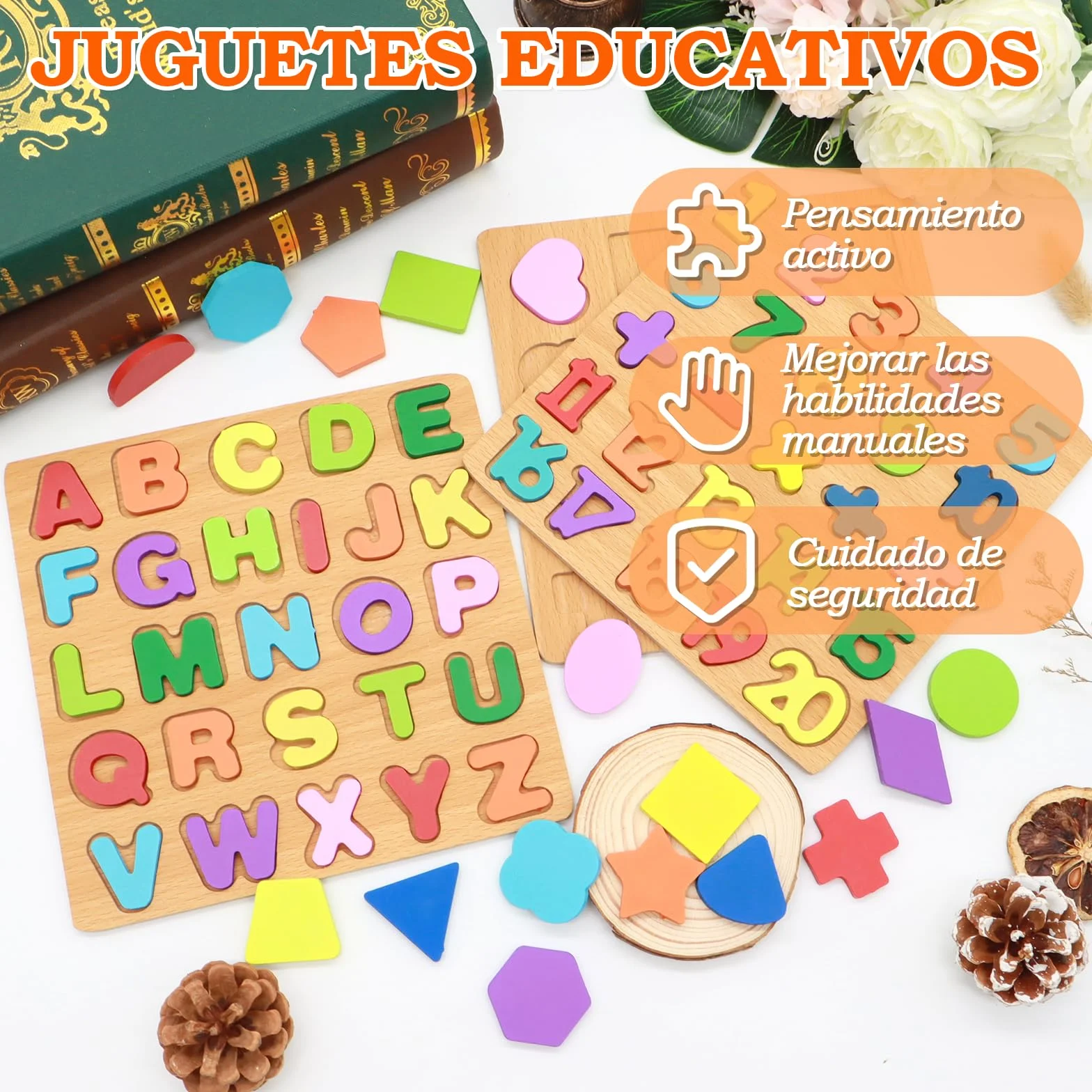 ZOCONE Puzzle Madera Letras y Numeros Rompecabezas Alfabeto Juguetes Niños Montessori Juegos Educativos 1 2 3 4 Años Regalo