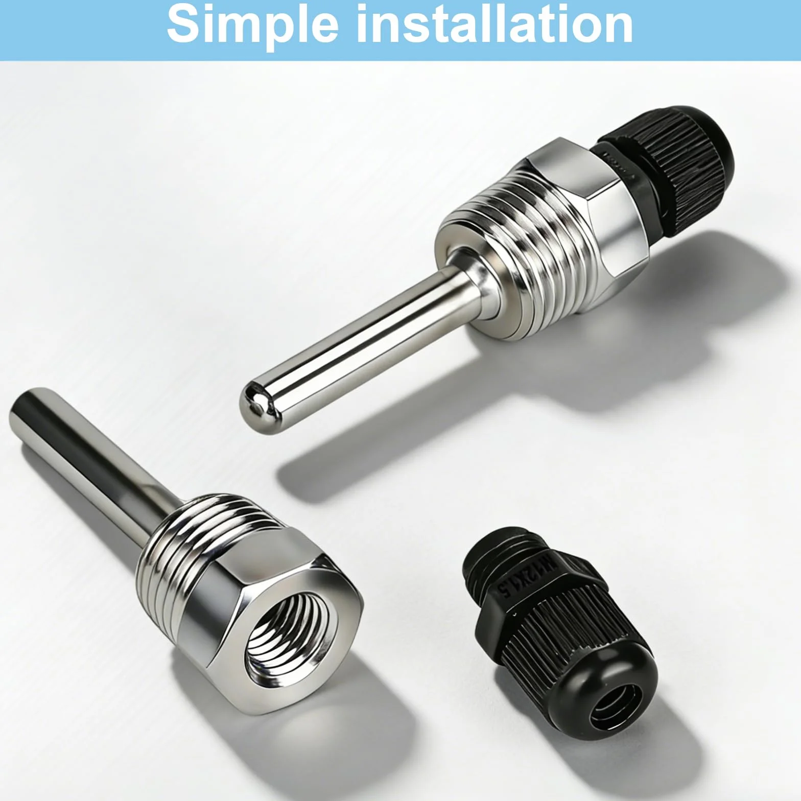 2 Piezas Manguitos de Buceo de Acero Inoxidable 304 Rosca G 1/2 Pulgadas Manguitos de Buceo para Sensor de Temperatura Tubos de Protección Contra Inmersión (8 x 50 mm)