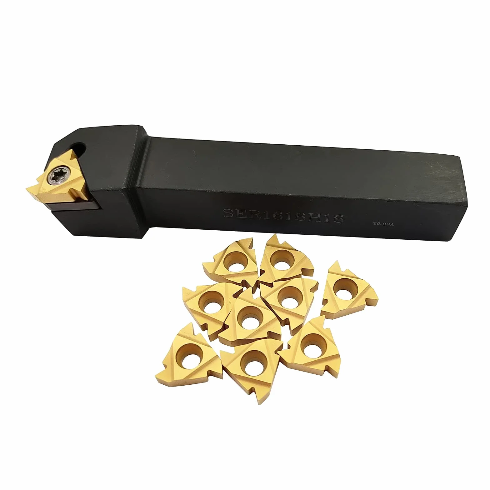 Soporte de herramienta de torneado de rosca indexable de carburo CNC SER1616H16 5/8" con 10 insertos 16ER AG60