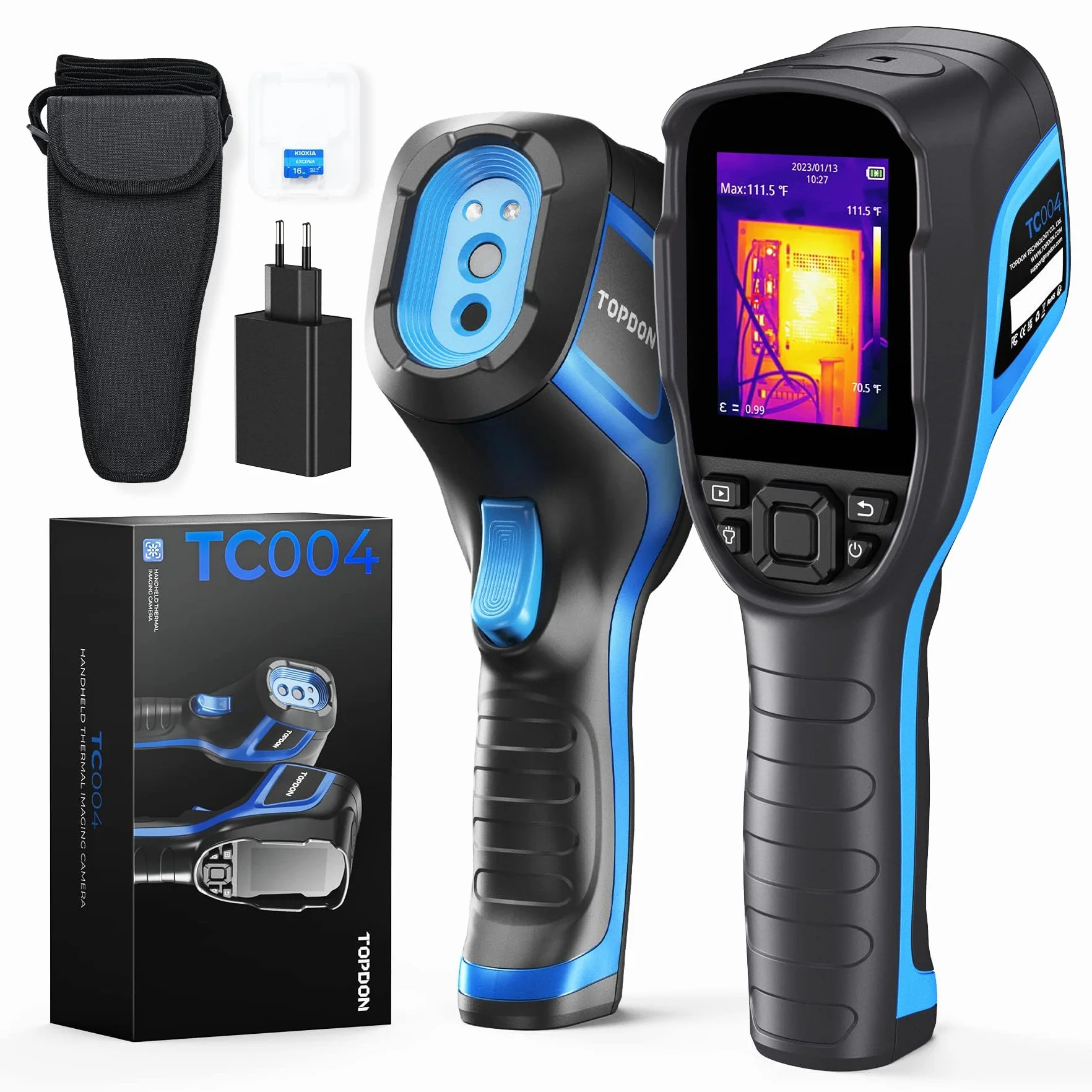 TOPDON TC004 Camara Termica, 320x240 TISR alta Resolución, Cámara Termográfica Infrarroja Profesional con Análisis de PC y Grabación de Video, 16GB Tarjeta Micro SD, Duración de Batería de 12 Horas